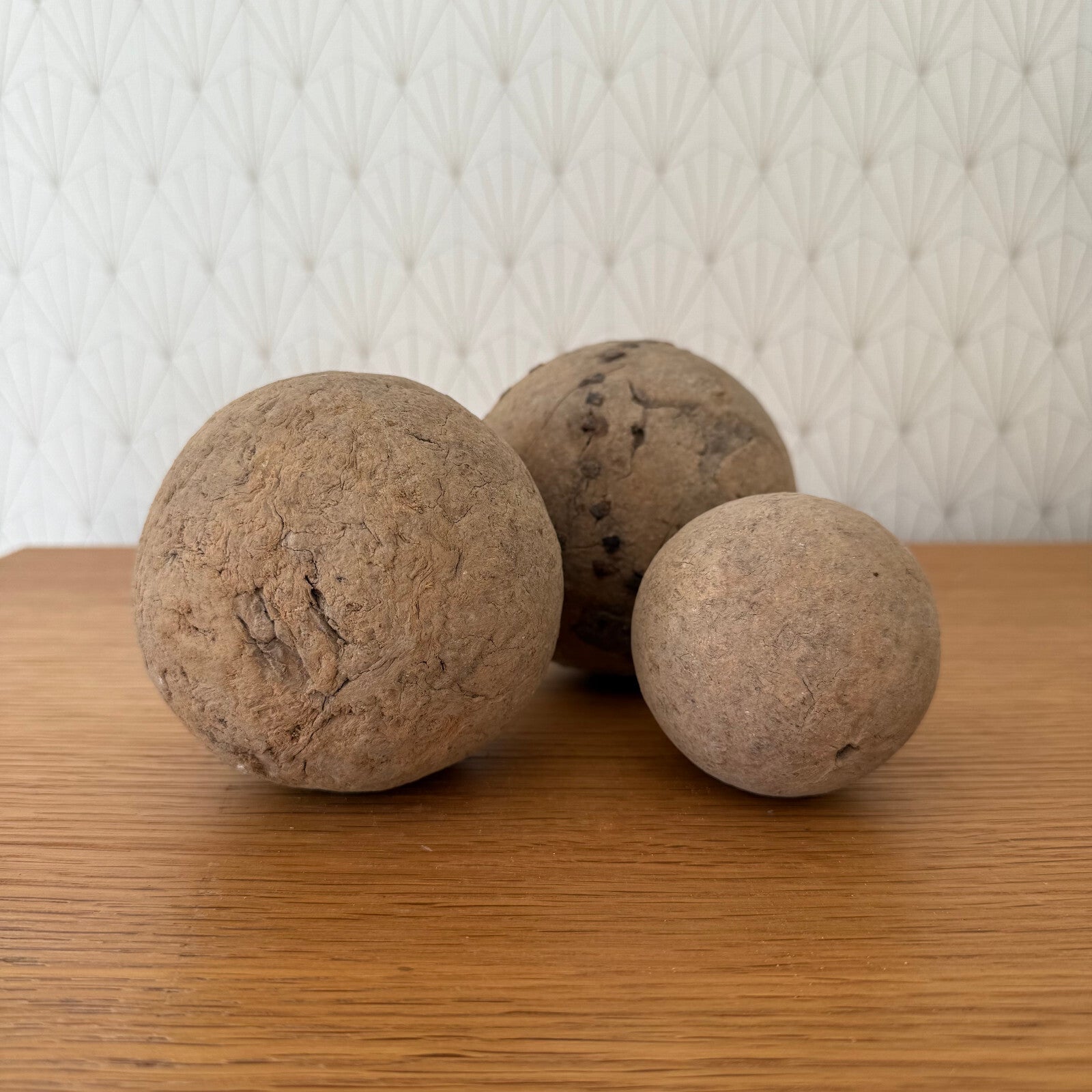 Antique Wooden Balls Set of 3 French Primitive Farmhouse Decor 09022512 Unbranded
