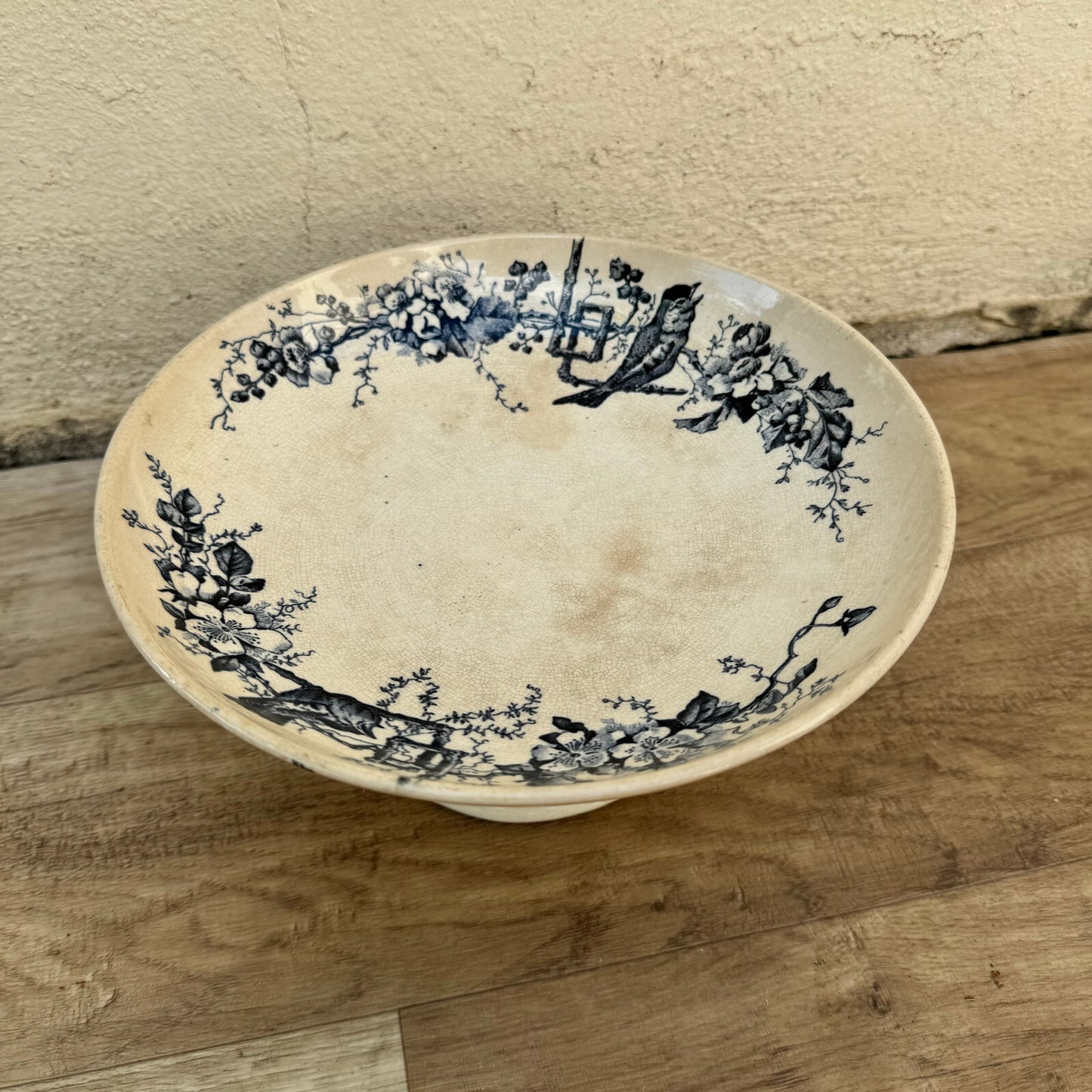 French transferware compote pedestal fruit bowl E. Bourgeois Paris 1712251 Fleamarketfrance