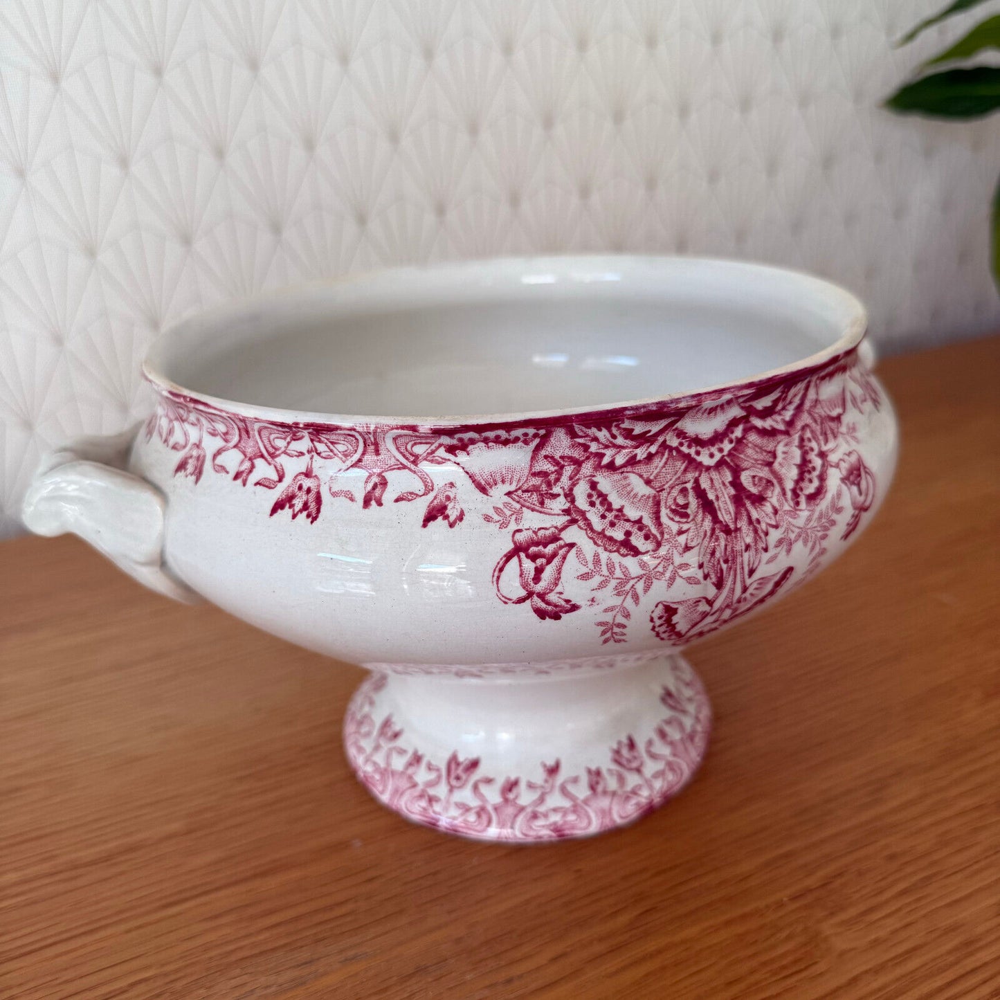 French Tureen Earthenware White Pink Fruits Bowl Terre De Fer BOUCHART 0911243 Fleamarketfrance
