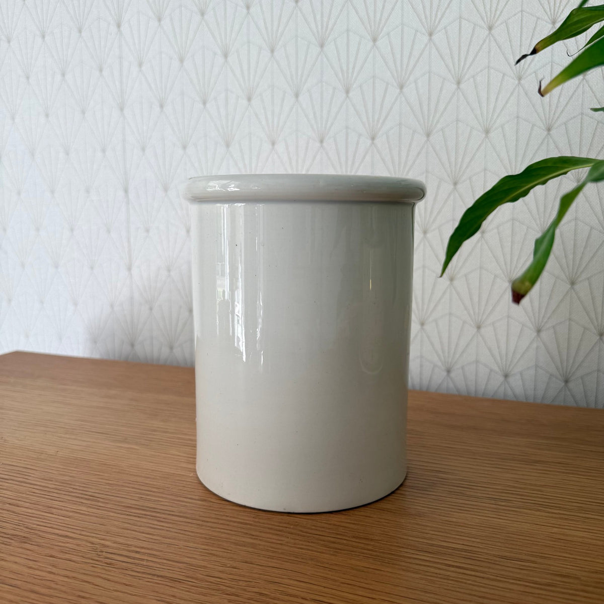 Antique French Confit Pot White Ceramic Creil Montereau Kitchen 1209252