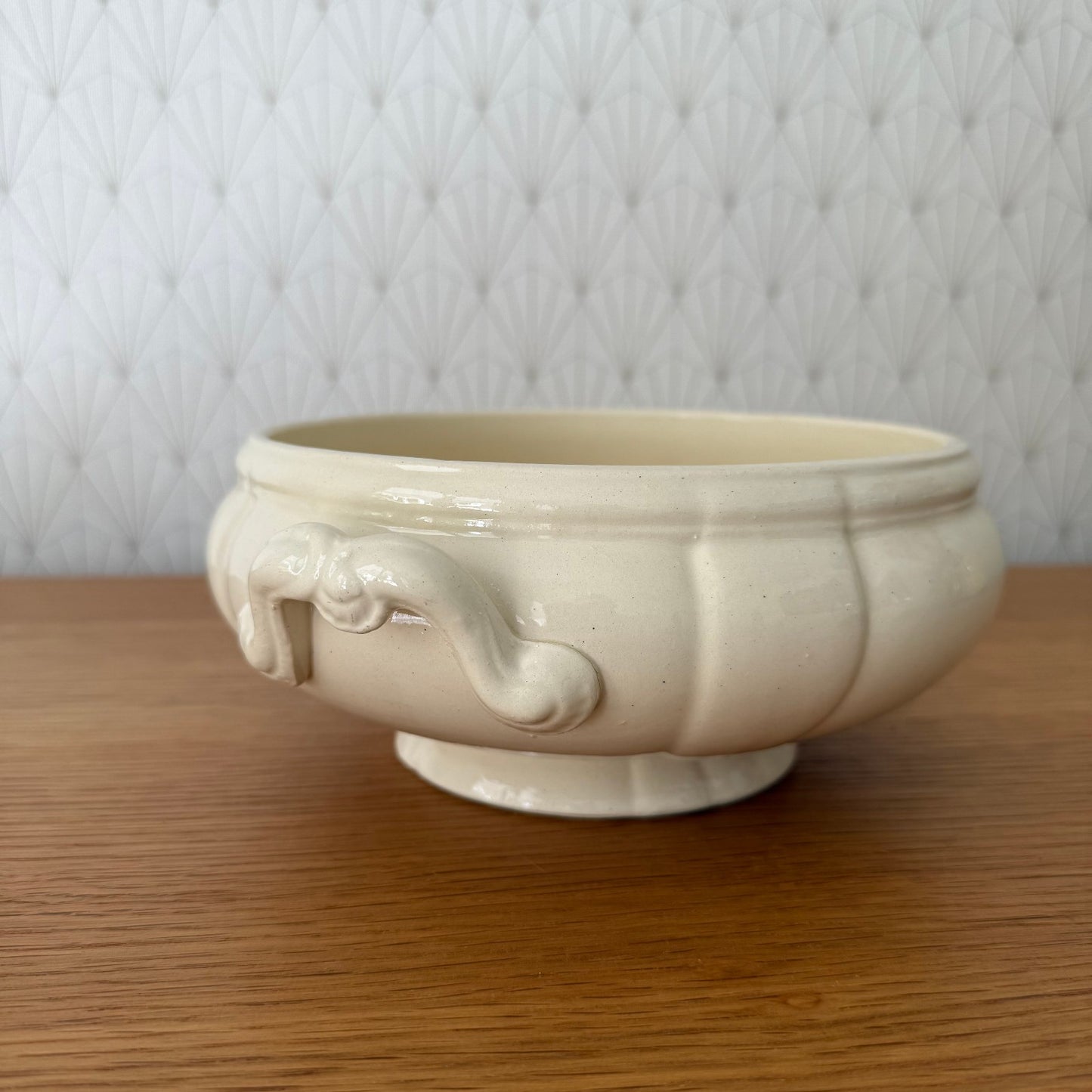 French Vintage Ceramic Tureen Sarreguemines Digoin Cream Bowl 1310256 Sarreguemines Digoin