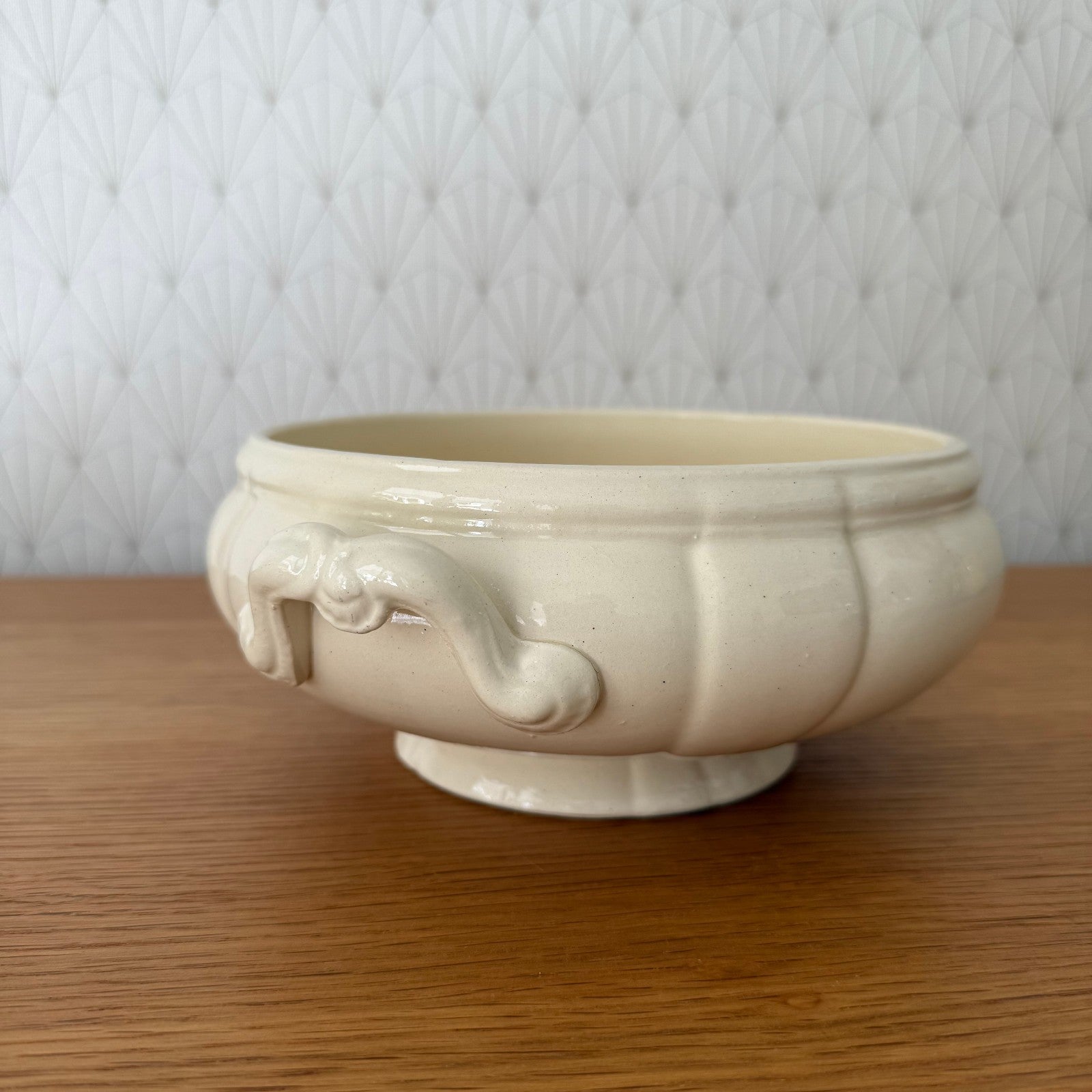 French Vintage Ceramic Tureen Sarreguemines Digoin Cream Bowl 1310256 Sarreguemines Digoin