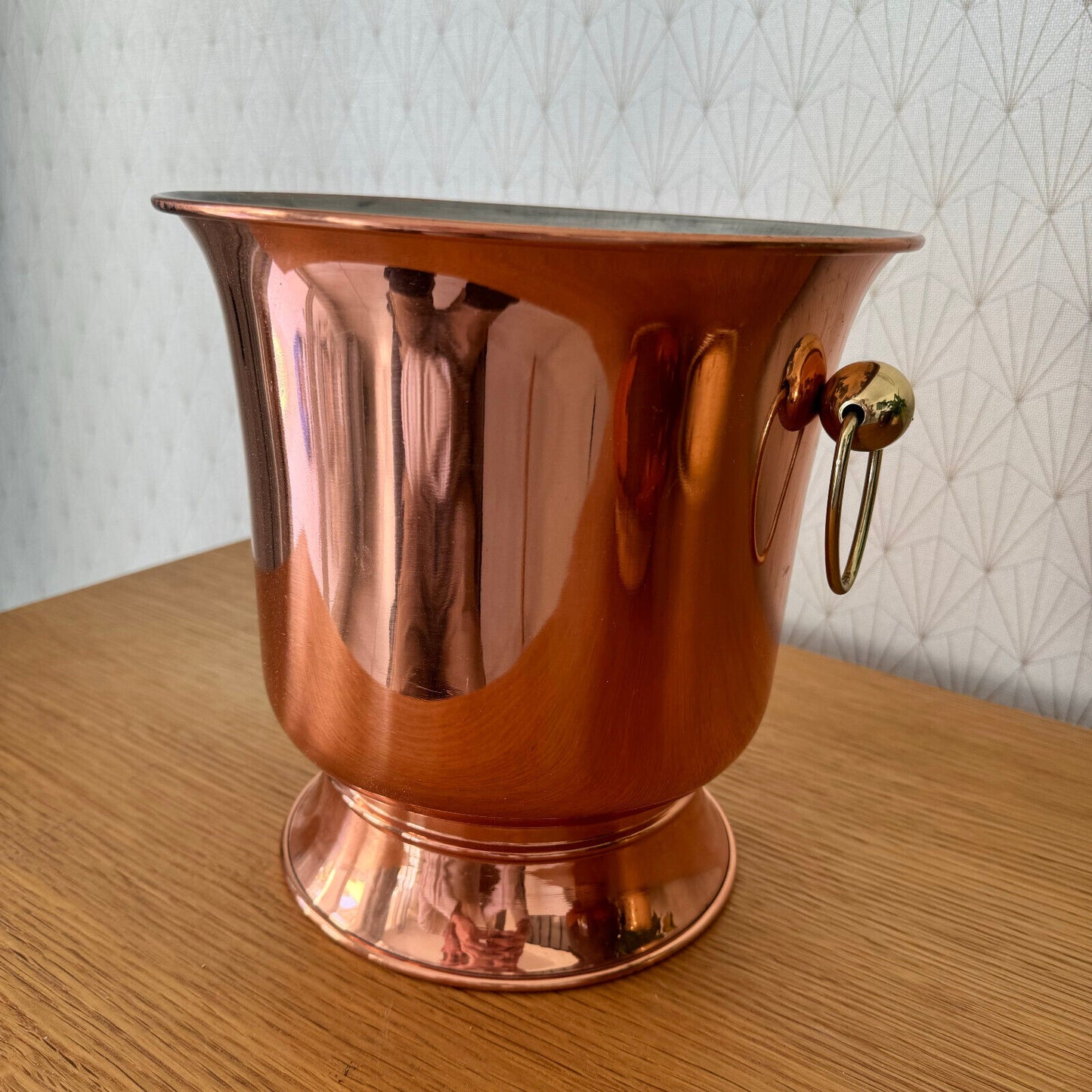 Vintage French Champagne Copper Bucket Lined Villedieu 2404241 - Fleamarketfrance