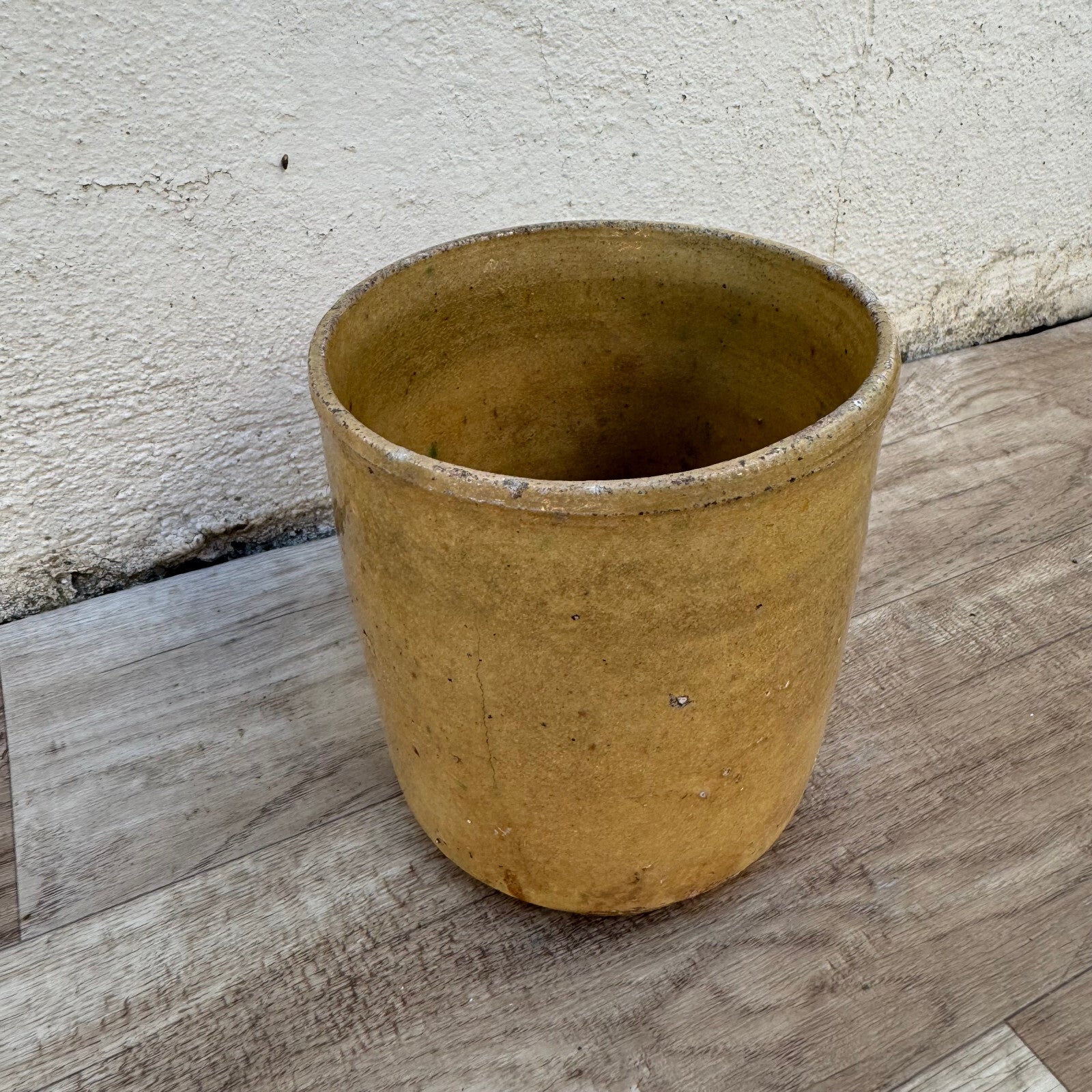 Antique French Confit Pot Yellow Glazed Stoneware Ceramic 23092412 Unmarked