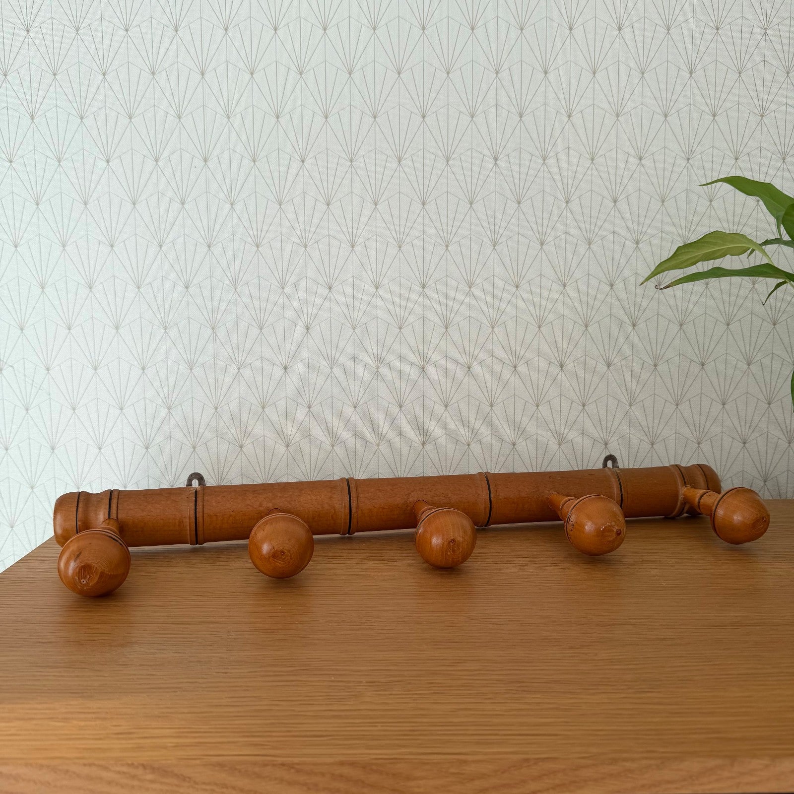French Faux Bamboo Coat Rack 5 Peg Wall Hanger Vintage 1930s 2101262 Unbranded