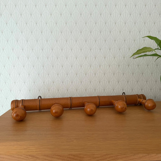French Faux Bamboo Coat Rack 5 Peg Wall Hanger Vintage 1930s 2101262 Unbranded