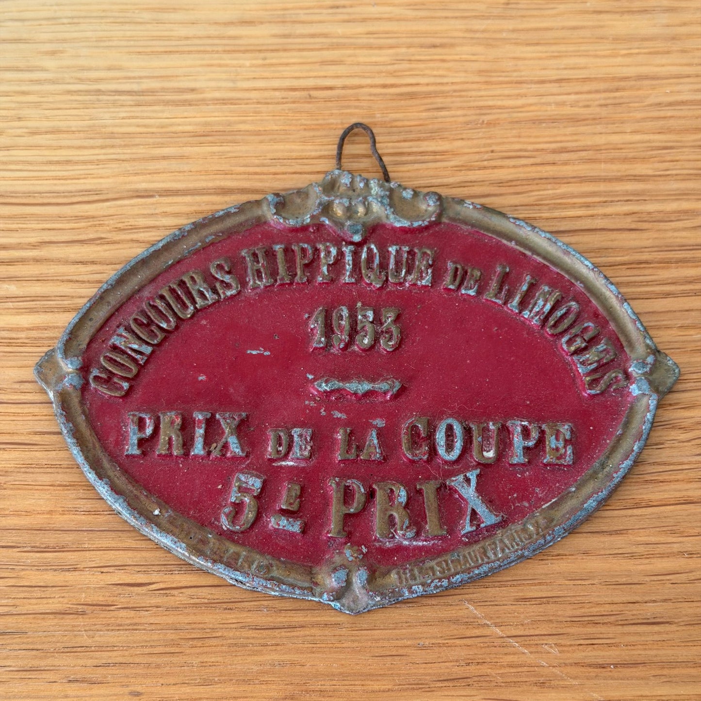 French Vintage Equestrian Competition Award Plaque Trophy 1953 1301263 Fleamarketfrance : French vintage and antique decor
