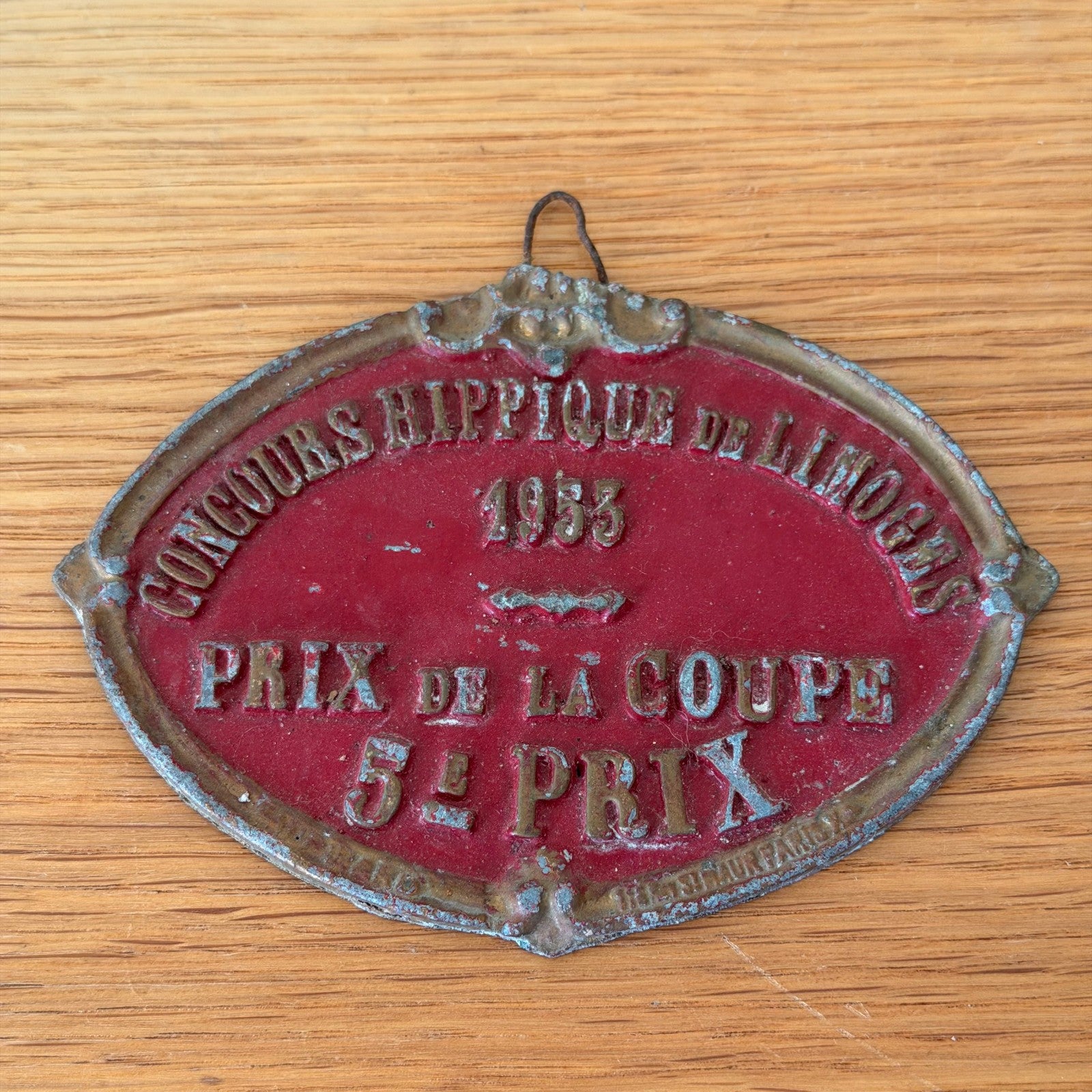 French Vintage Equestrian Competition Award Plaque Trophy 1953 1301263 Fleamarketfrance : French vintage and antique decor