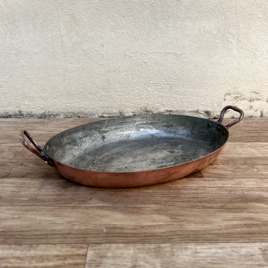 French Copper Cookware Au Gratin Pan Brass Handles JAFFIER PARSI AVIGNON 1709224 - Fleamarketfrance