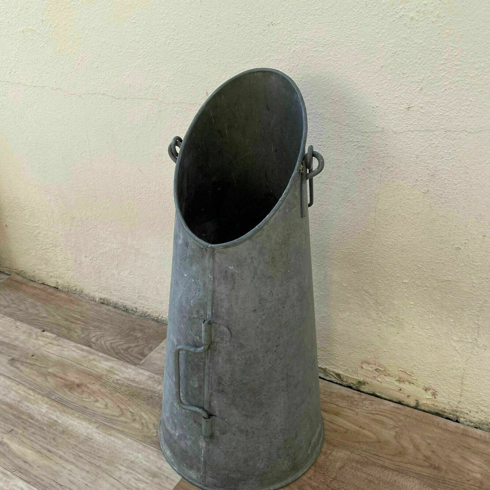 Vintage French zinc galvanized charcoal Bucket Scuttle handle 18042120 - Fleamarketfrance