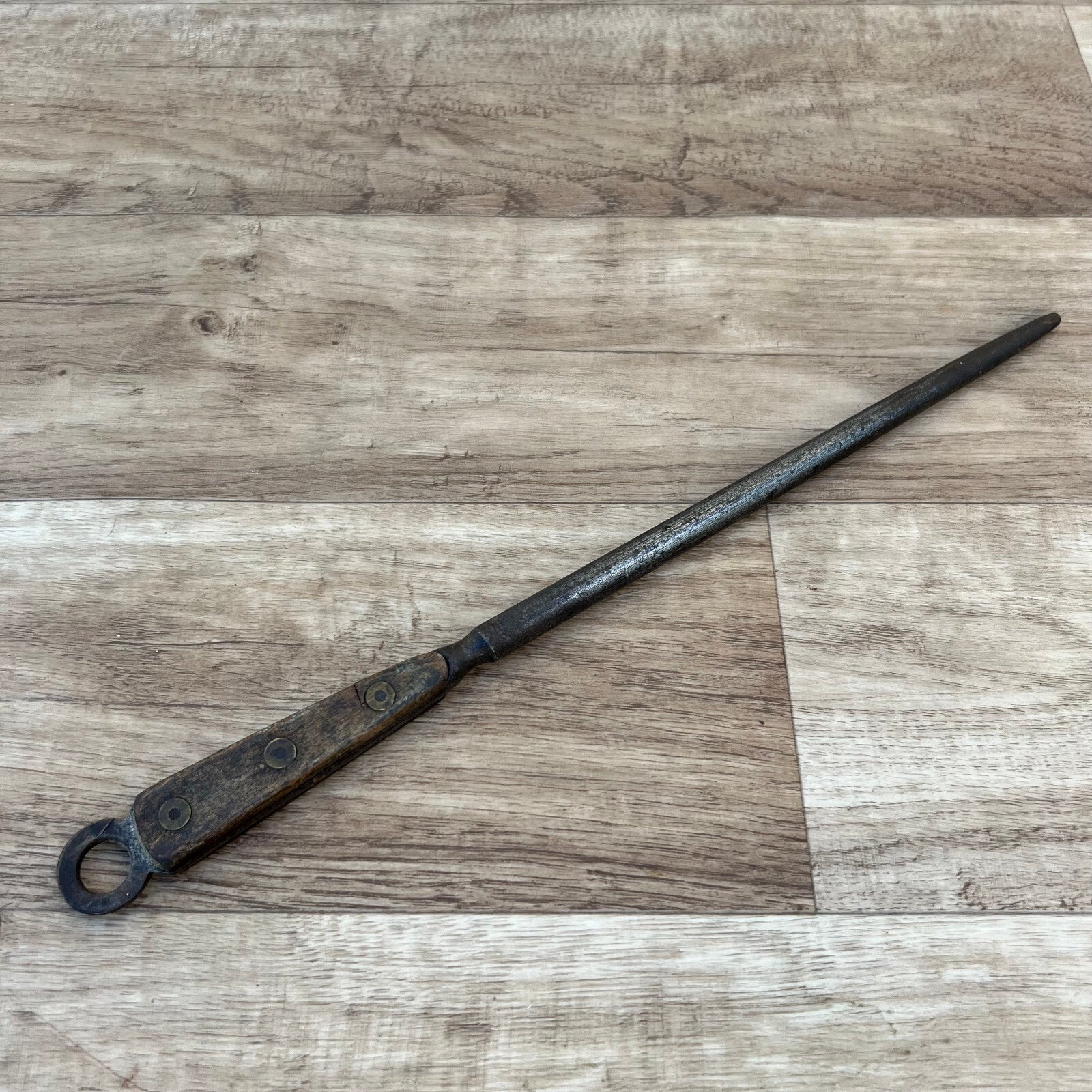 French Butcher Steel Knife Sharpening Rod Vintage Kitchen Tool 14" 24112425 Unbranded