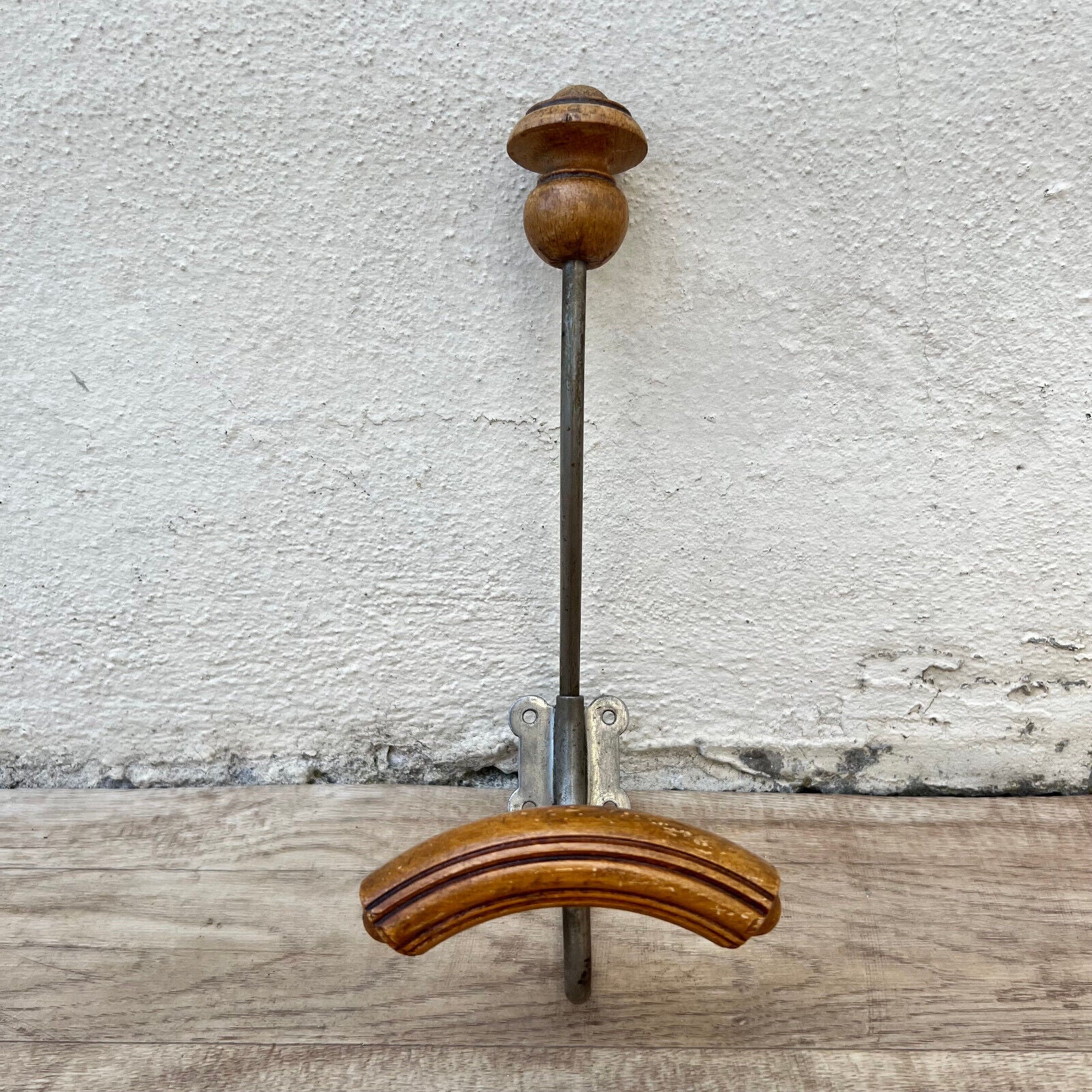 Antique French Coat Hook Hat Hanger metal wood 151212 - Fleamarketfrance