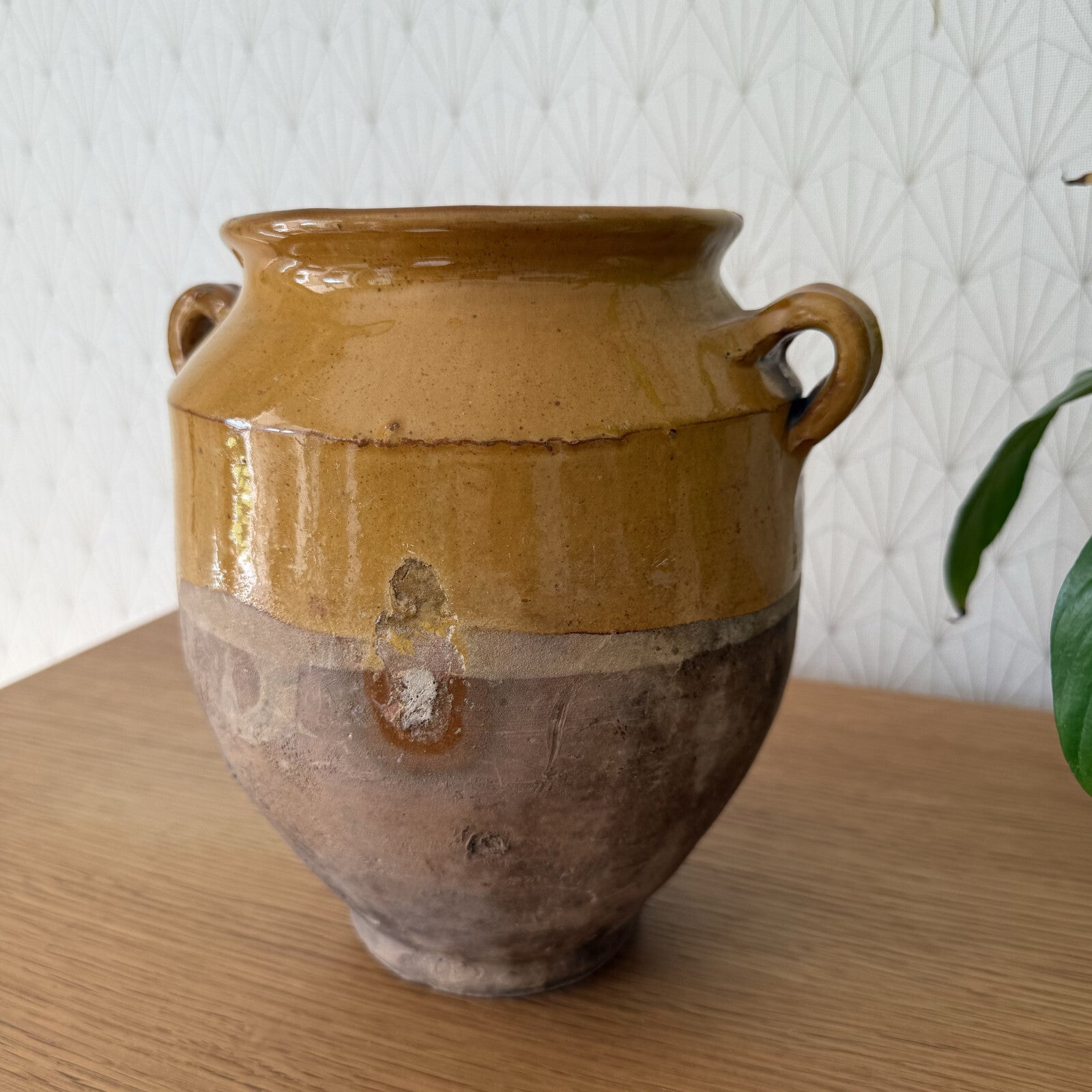 French Confit Pot Antique Glazed Terra Cotta Vessel 22cm Vase 1101254 Unmarked