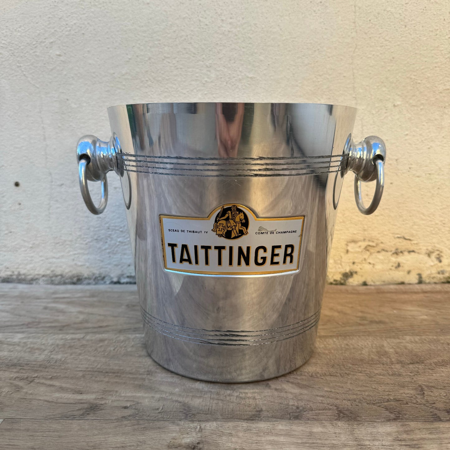 Vintage French Taittinger Champagne Bucket Stainless Steel Ice Cooler 0408252 MA&DE