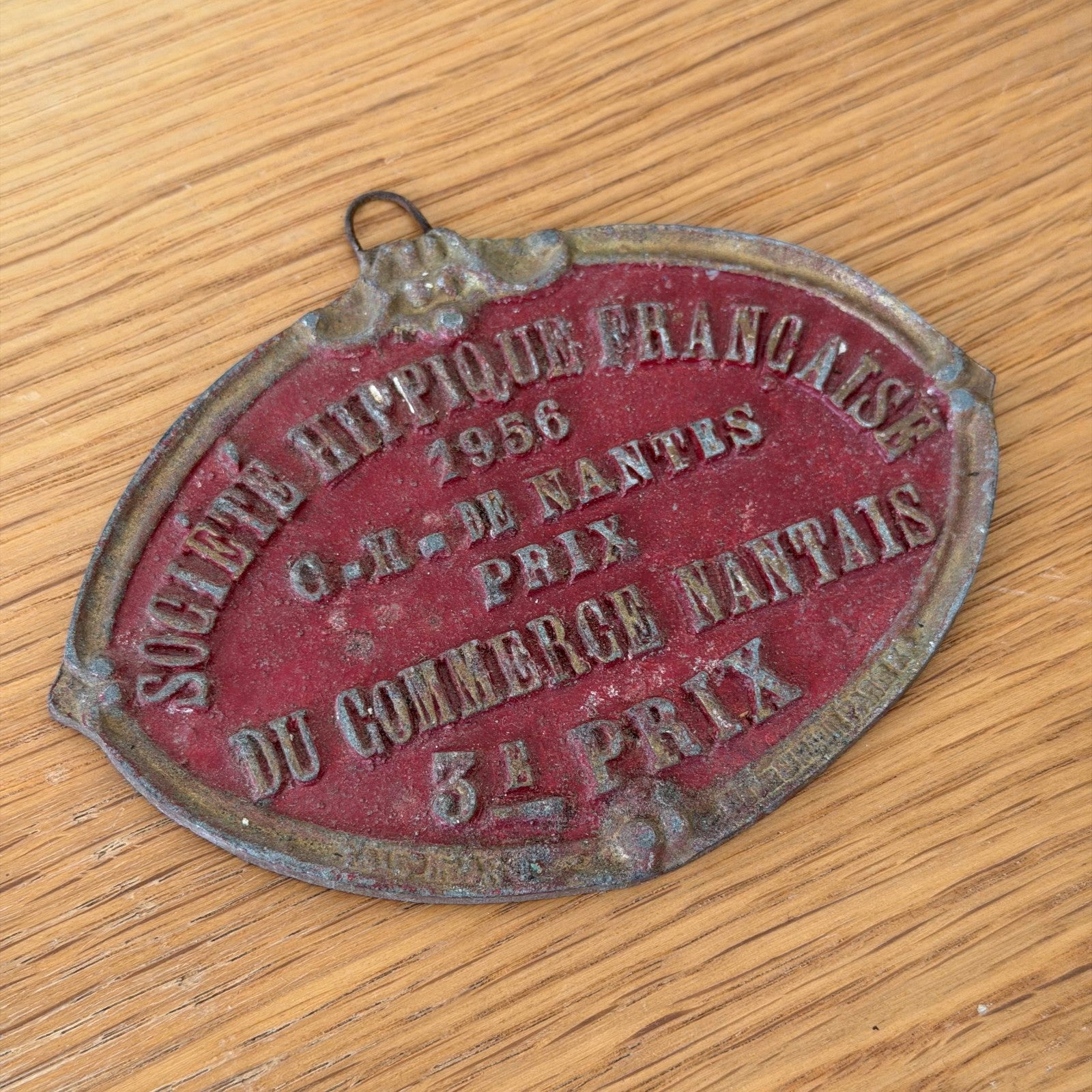 French Vintage Horse Plaque Society Award Trophy Sign Nantes 1956 1212252 Fleamarketfrance : French vintage and antique decor
