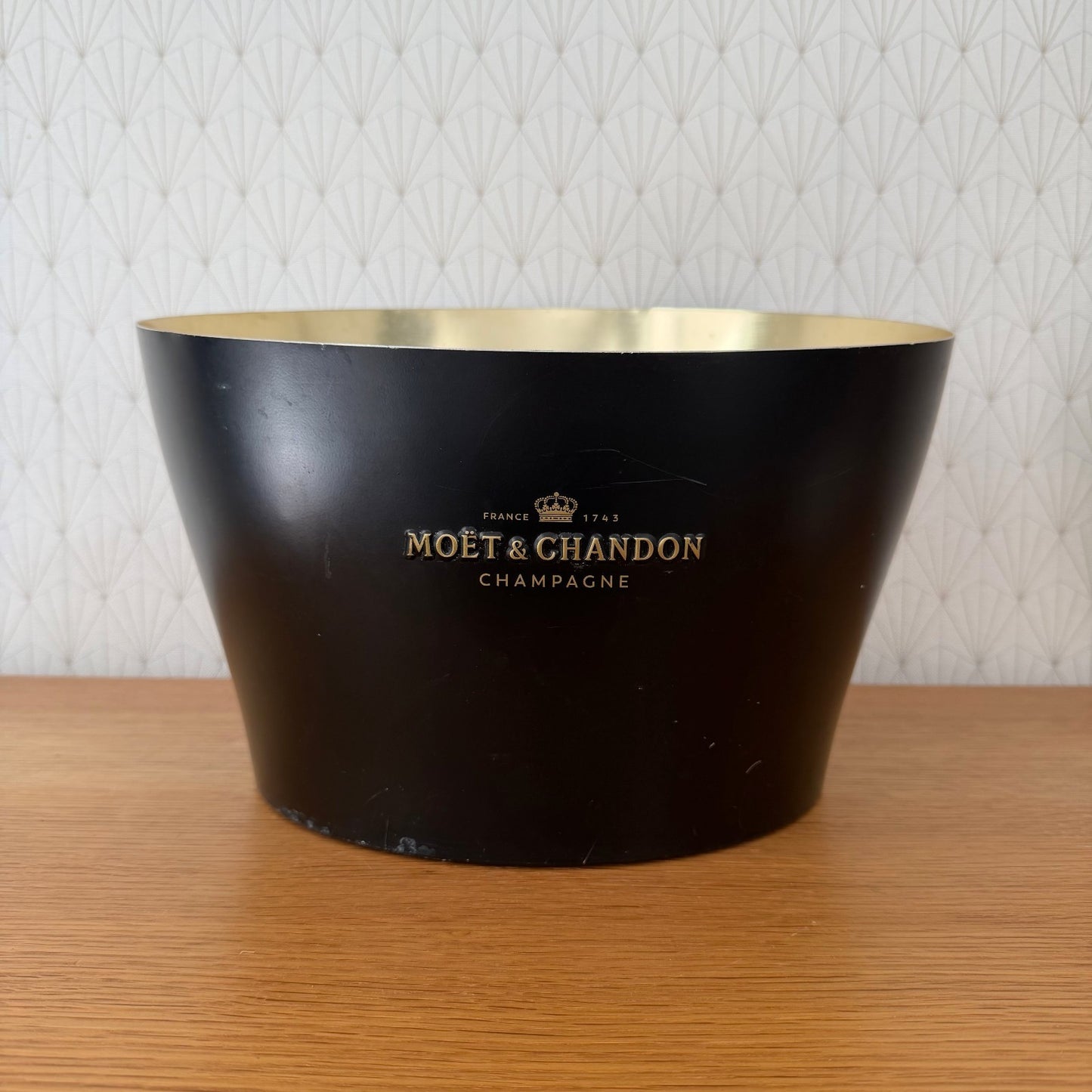 French Champagne Ice Bucket Black Metal Wine Cooler Moet chandon 04092610