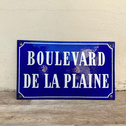 French Street Sign Boulevard de la Plaine Vintage Enamel Plaque 0311237 Fleamarketfrance