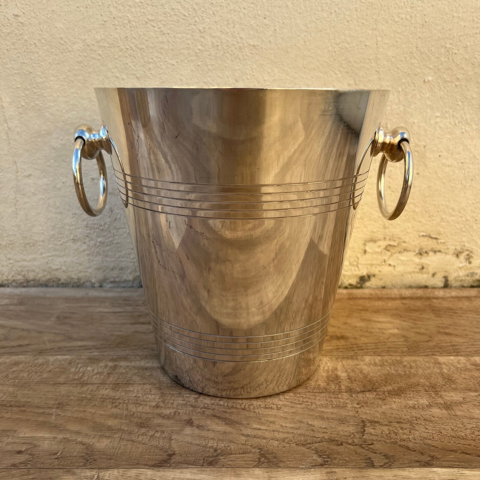 French Silverplate Champagne Bucket Ice Cooler Ring Handles Vintage 09032511 Fleamarketfrance