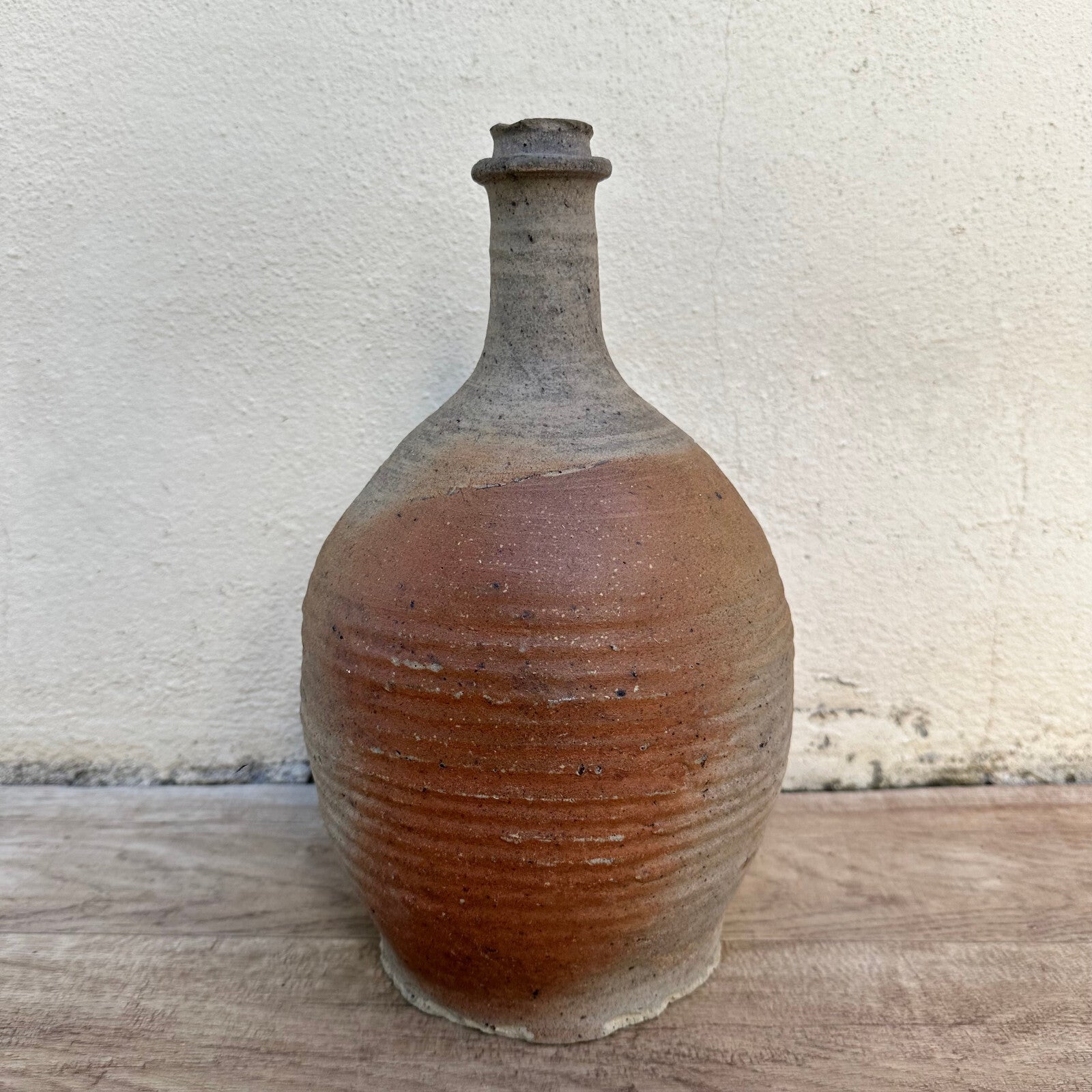 Antique French Stoneware Wine Bottle Salt Glazed Pottery 12" 1108231 Unmarked