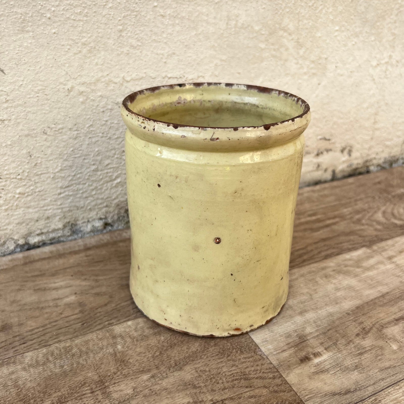 French Confit Pot Antique Yellow Terracotta Preserving Jar 6" 1210246 Unmarked