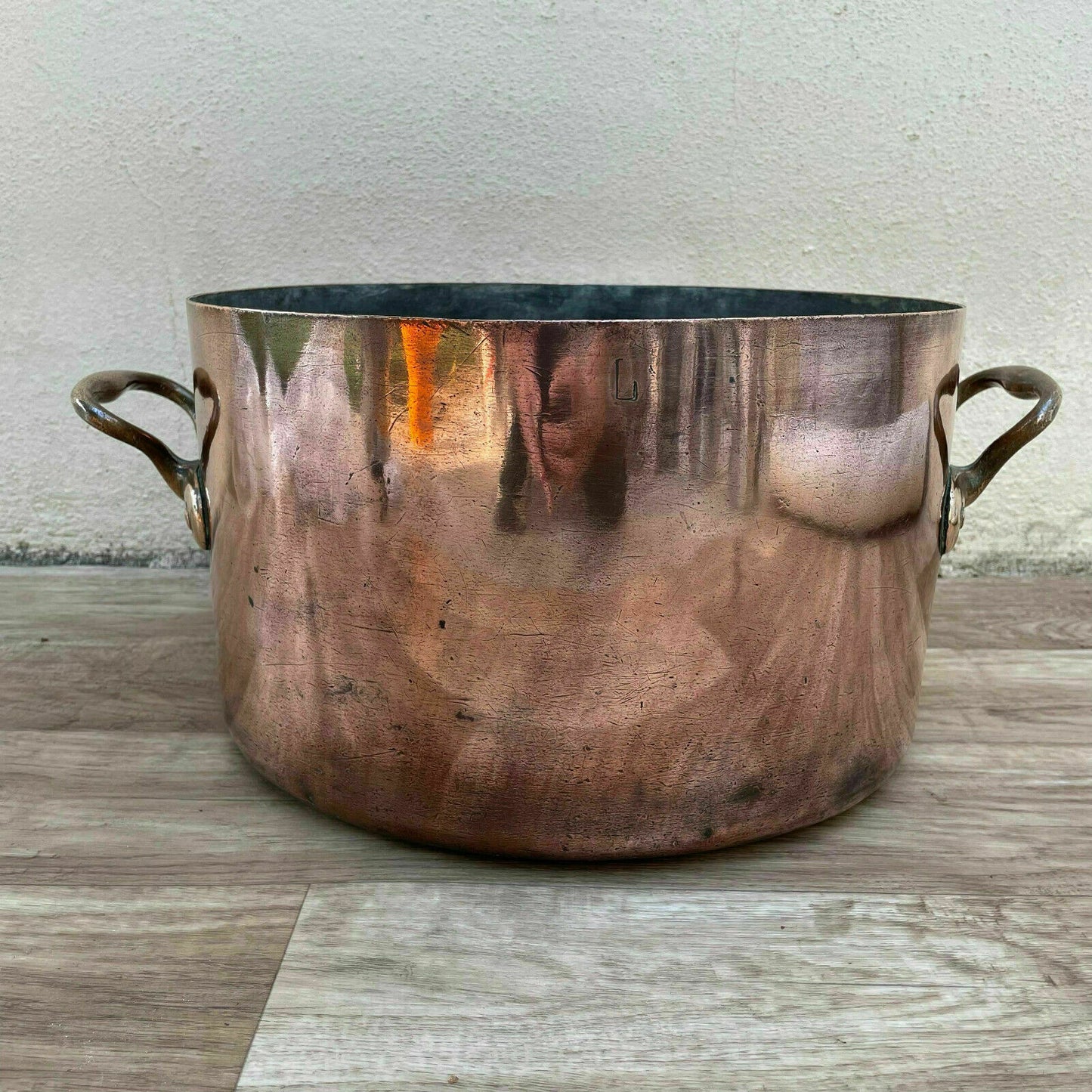 French stock pot antique dovetailed Copper Cookware 12 1/2" 1110219 - Fleamarketfrance