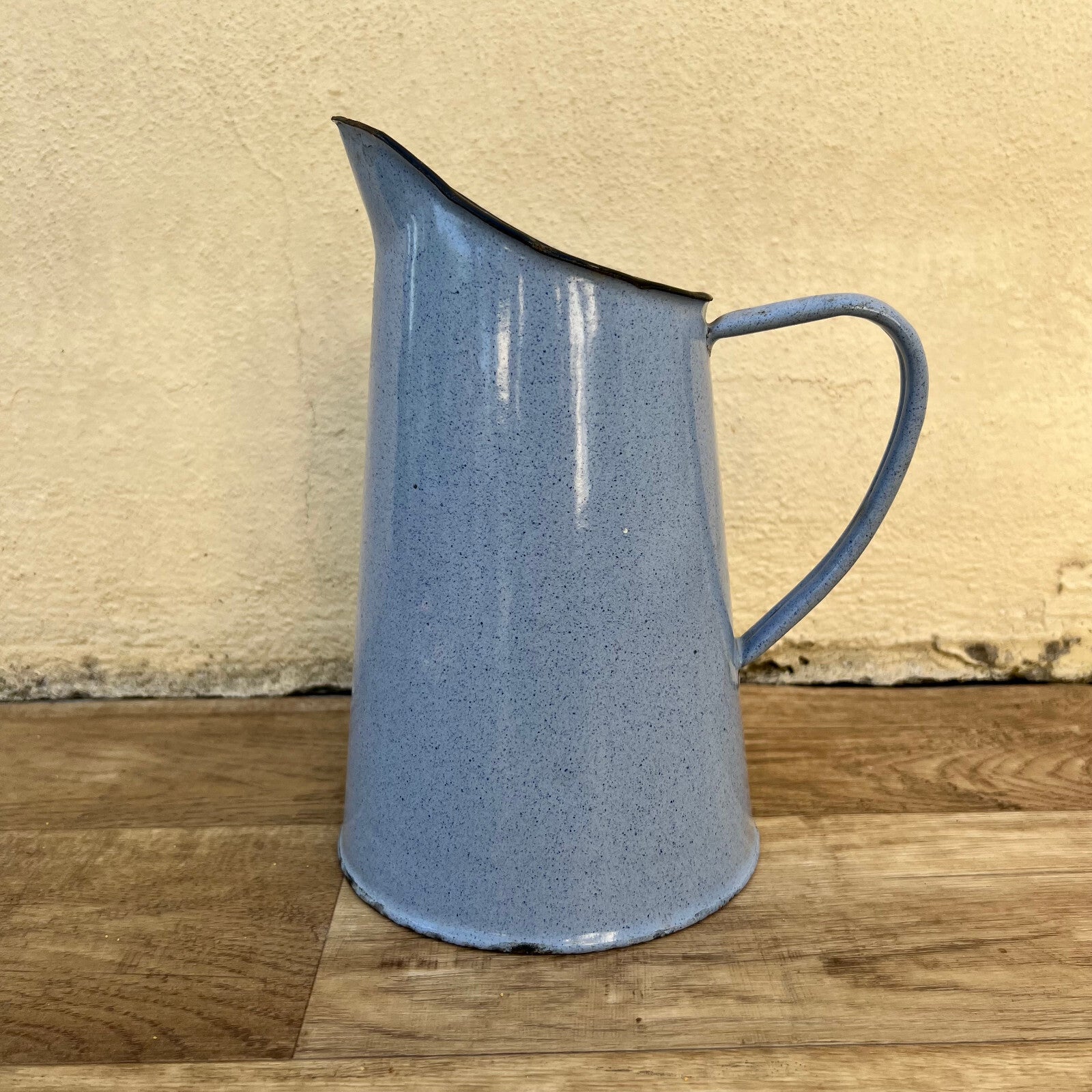 French Enamel Pitcher Blue Speckled Vintage Water Jug Farmhouse 2409226 Fleamarketfrance
