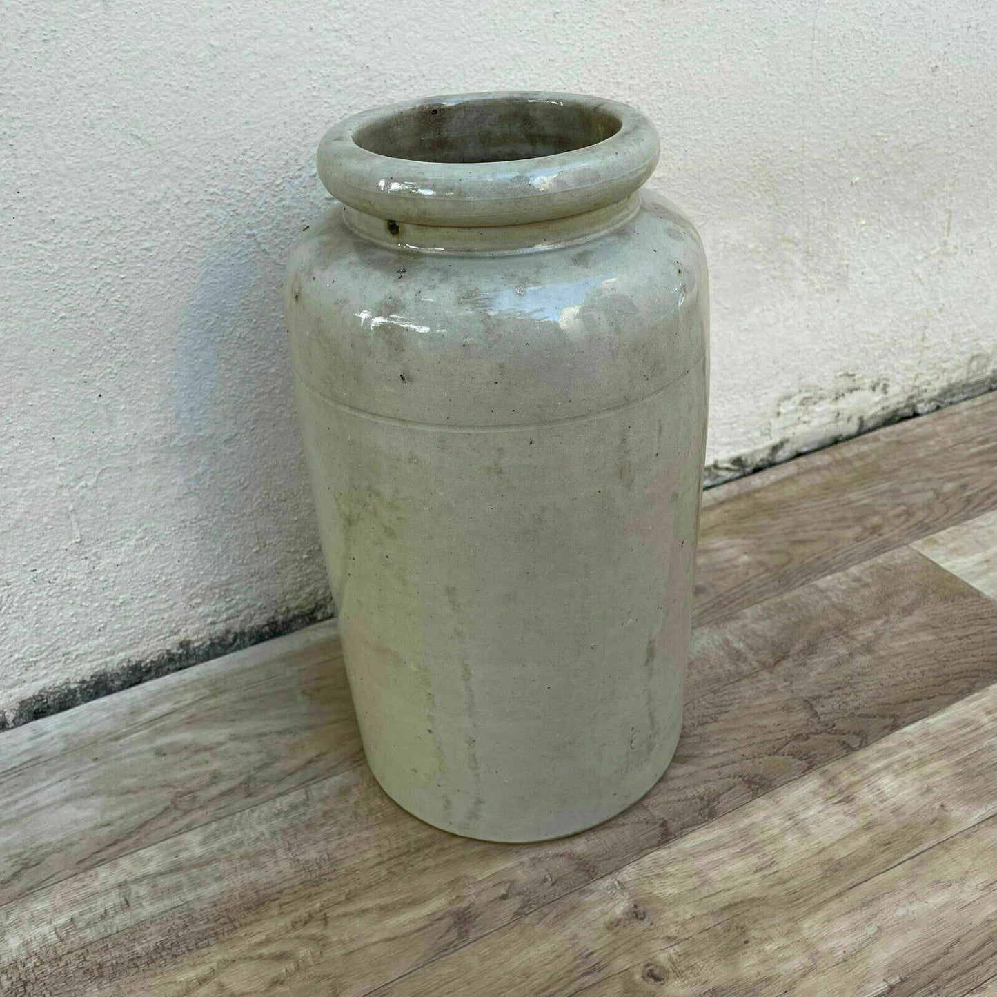 Antique French Stoneware Crock Grey Glazed Paris Pottery Large 2109213 Unmarked