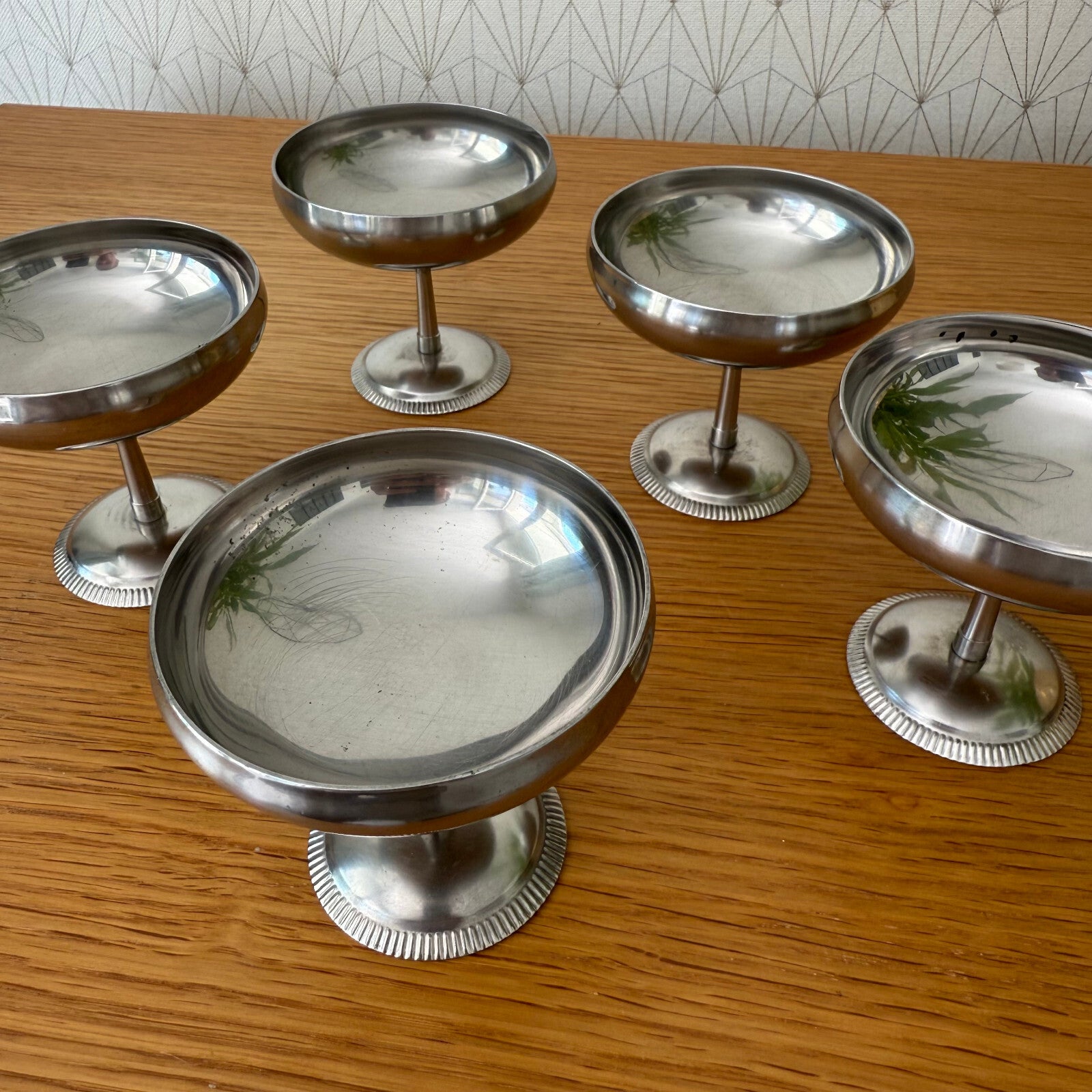 Set Of 5 Vintage Inox European Stainless Goblet Ice Cream Cup 09052512 Stainless