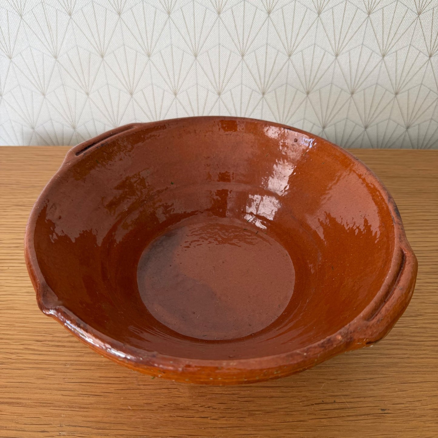 Vintage French Terracotta Bowl Glazed Rustic Pottery Mixing Tian 2505264 Fleamarketfrance