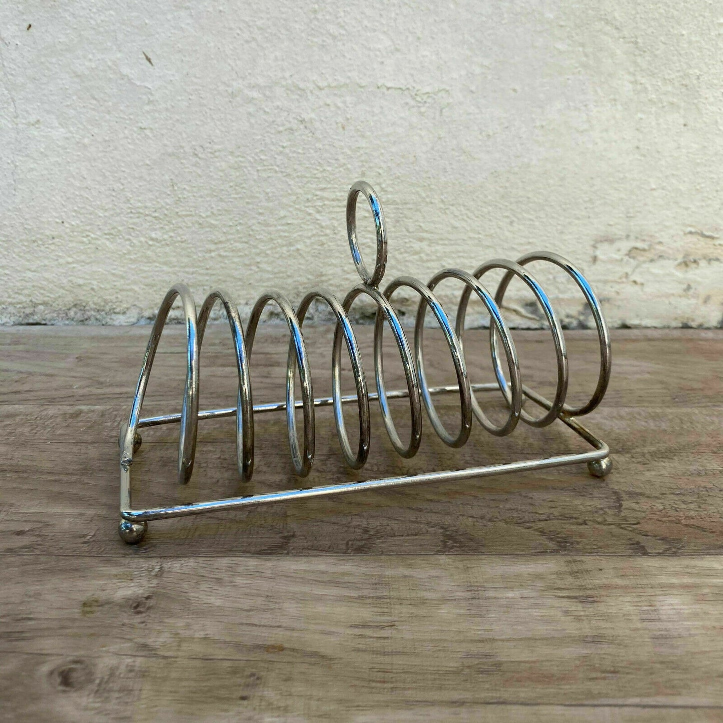 VINTAGE CUTE METAL silver plated toast rack from france 7" 3110214 - Fleamarketfrance