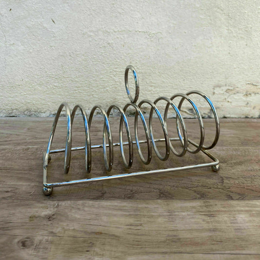 VINTAGE CUTE METAL silver plated toast rack from france 7" 3110214 - Fleamarketfrance