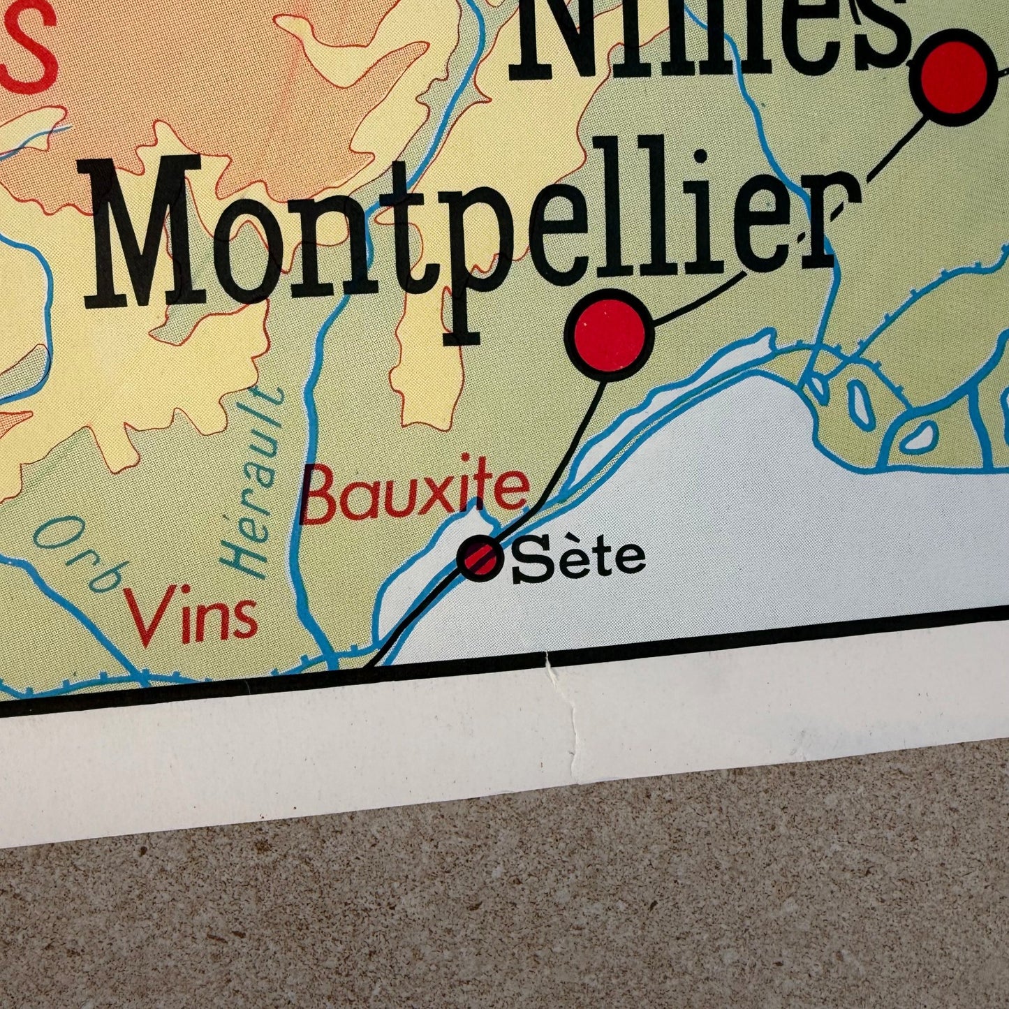 Vintage French Educational School Geography Map Poster 90x75cm 2008267 Fleamarketfrance
