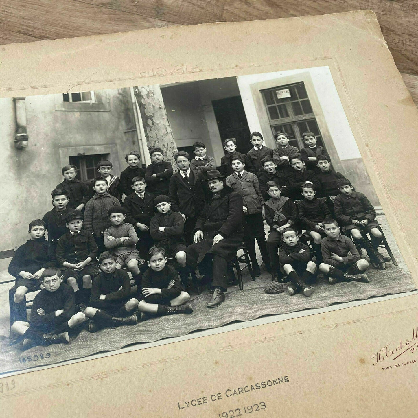 Vintage French School Class Getting Picture Photo Carcassonne 1923 15022125 - Fleamarketfrance