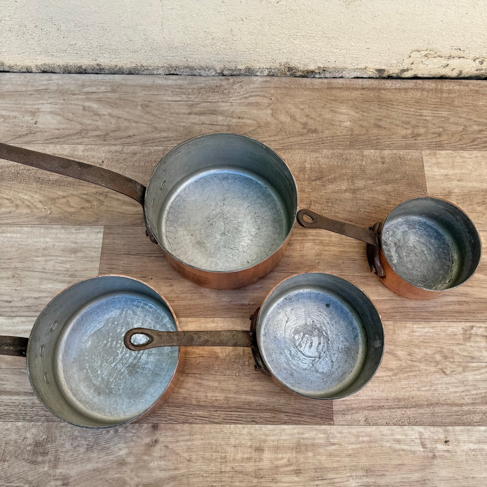 French Copper Saucepans Set Vergnes Durfort Vintage Cookware France 1206248 Unbranded