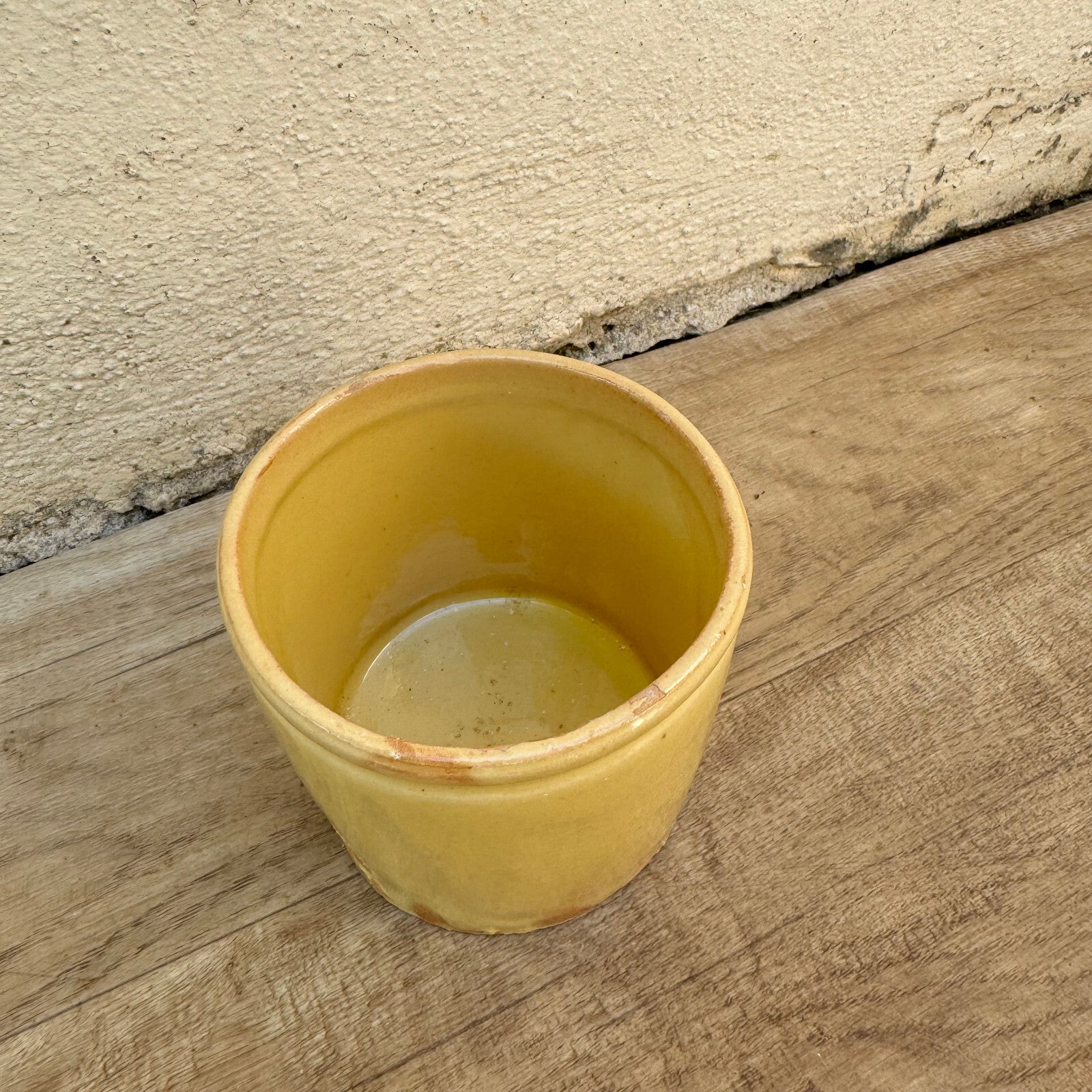 Antique French Confit Pot Yellow Glazed Terracotta Crock 09072415 Unmarked