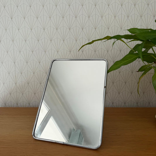 Vintage French Metal Chromed Bathroom Standing Mirror 2203265