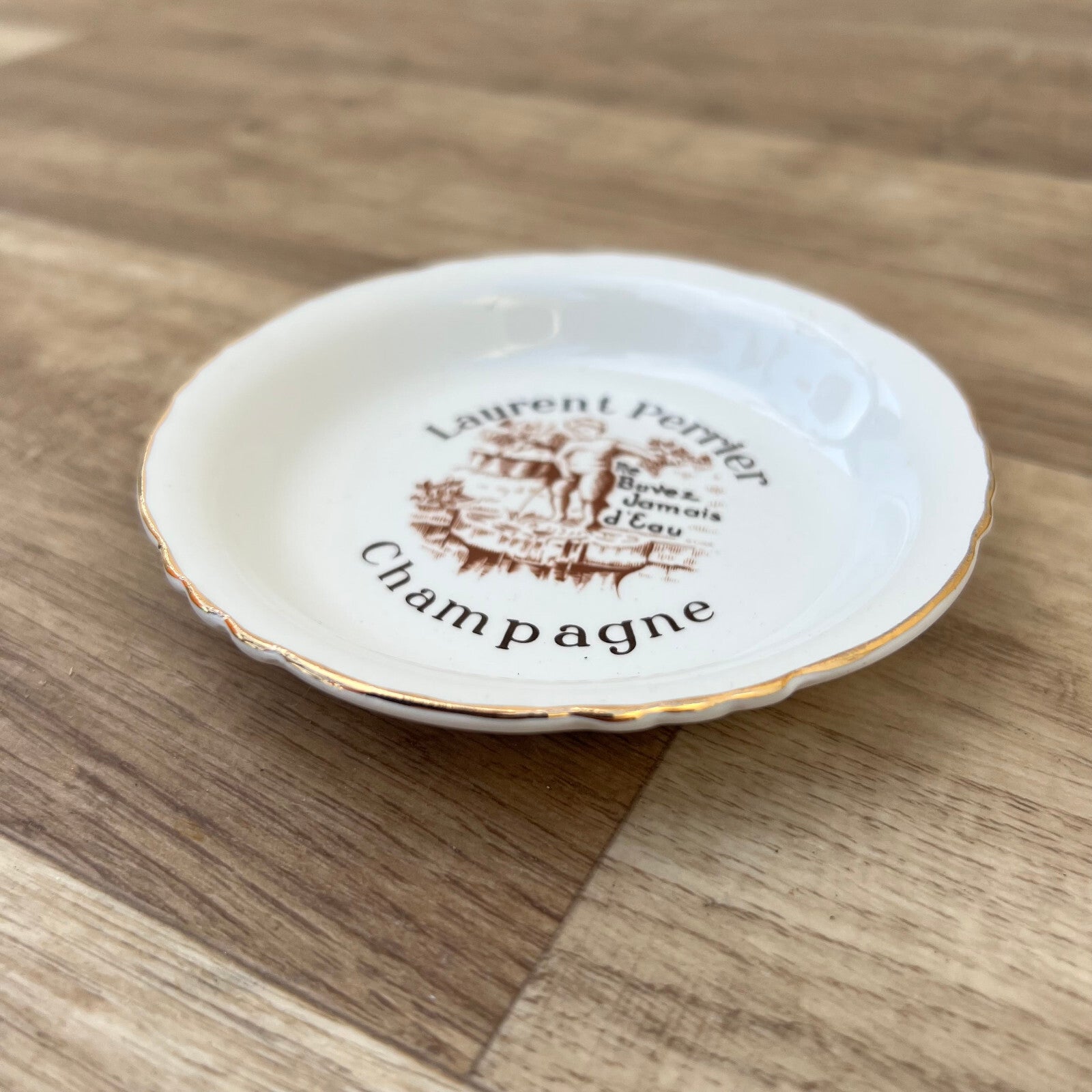 Vintage Laurent Perrier Champagne Ashtray French Porcelain Gold Rim 2201251 Fleamarketfrance