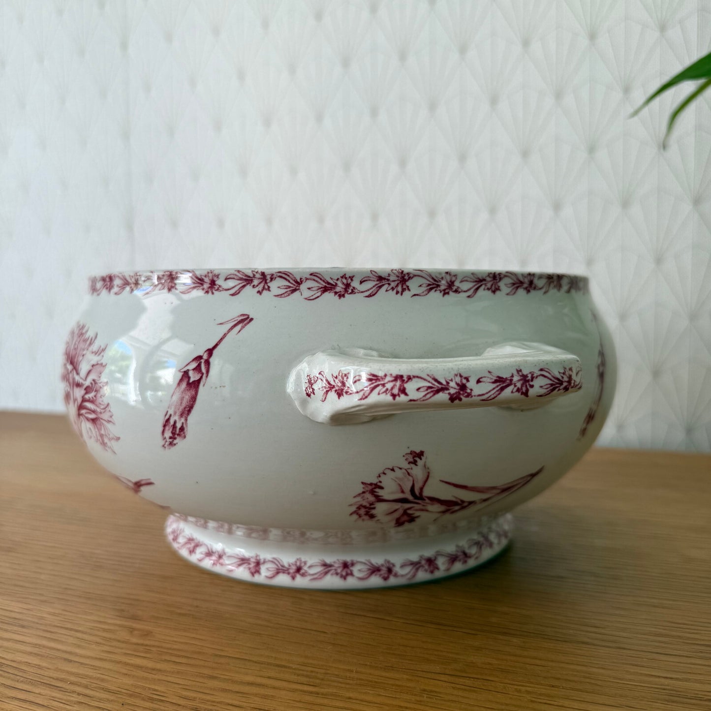 French Tureen Earthenware White Fruits Bowl Terre De Fer Luneville 0405256