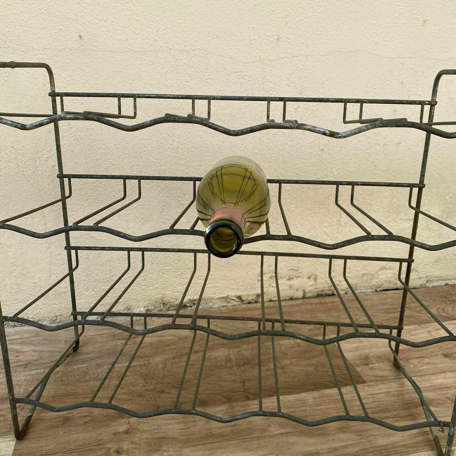 VINTAGE French METAL 20 WINE BOTTLE RACK 1950 old style 16062126 - Fleamarketfrance