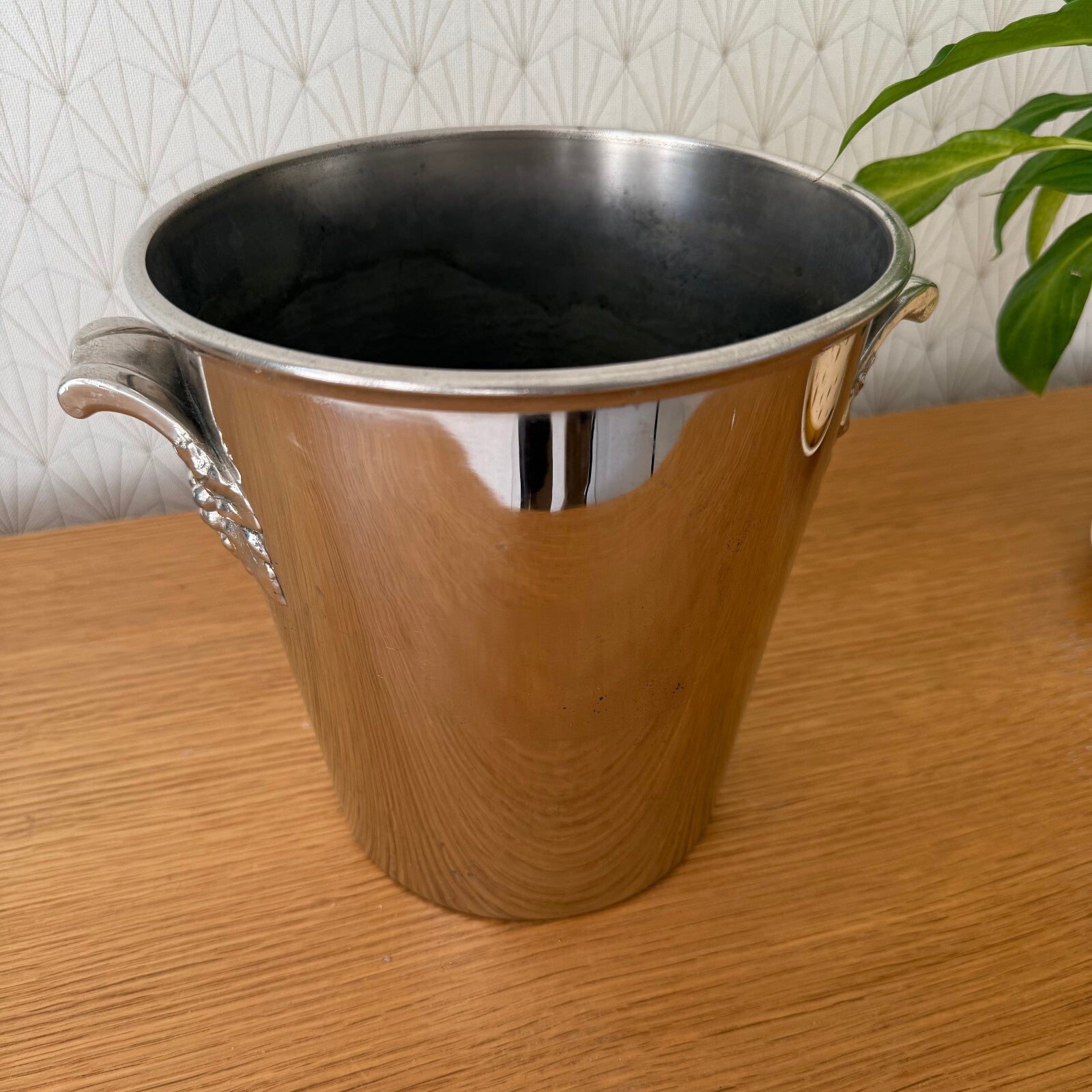 French Silver Champagne Bucket Ice Cooler Grape Handles Vintage 0904254 Fleamarketfrance