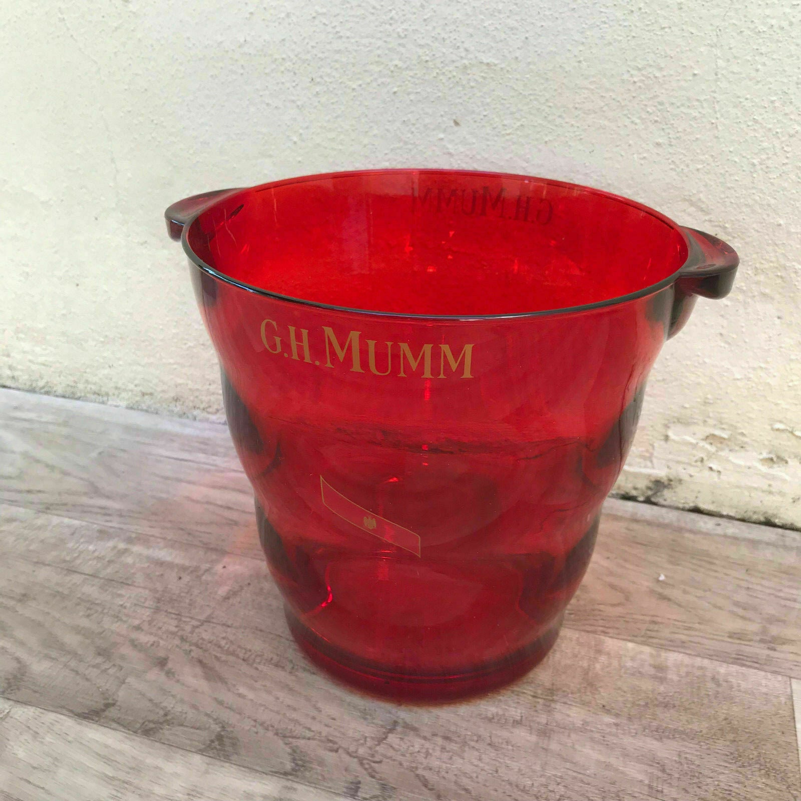 Vintage Mumm Champagne Ice Bucket Red Glass French Cooler 2108221 G.H.MUMM