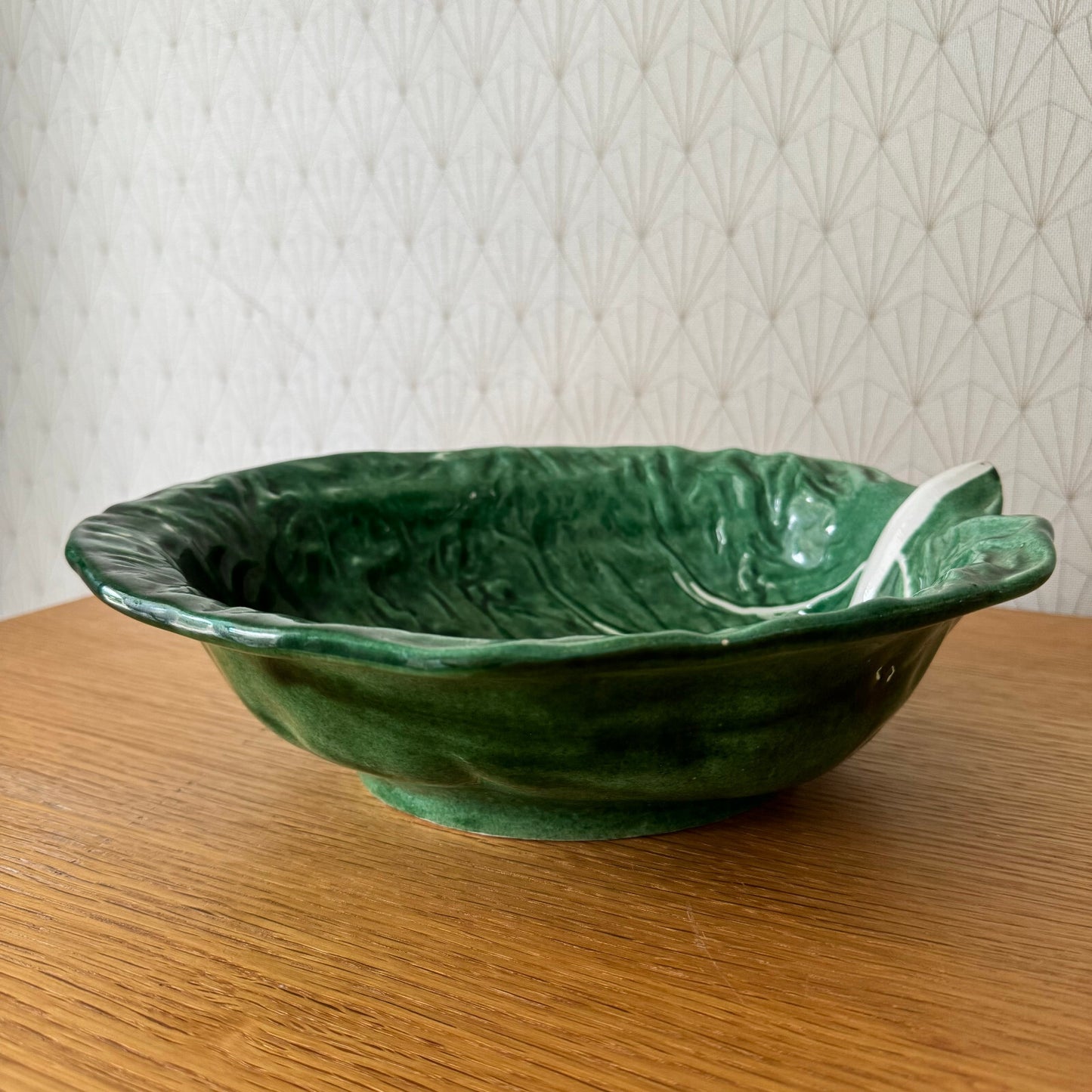 French Green Cabbage Majolica Gerber Prestige Paris fruit bowl 08052417 Gerber