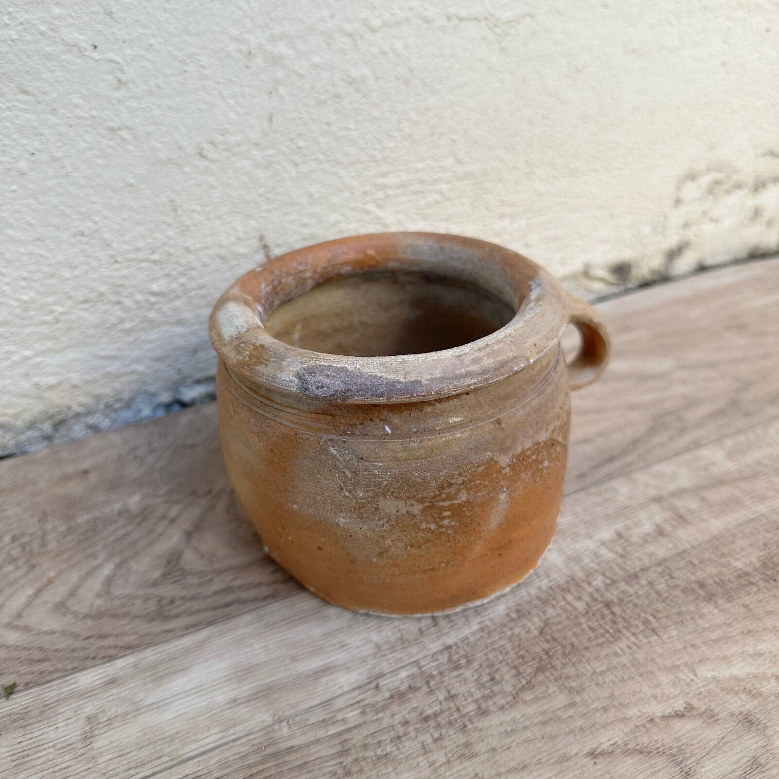 FRENCH VINTAGE confit jug mug cup glazed brown 01112324 - Fleamarketfrance