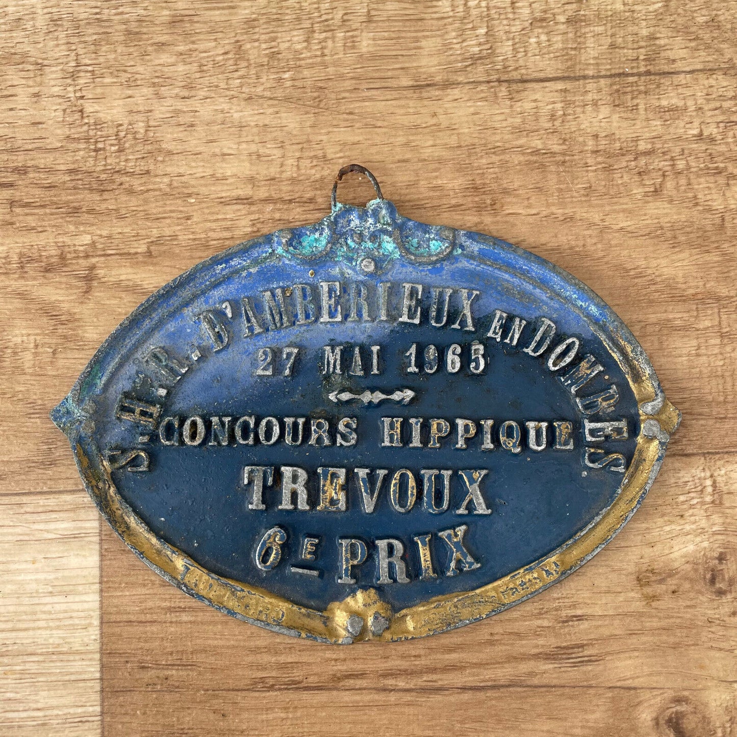 FRENCH VINTAGE AGRICULTURE PLAQUE TROPHY AWARD HORSES PRIZE SIGN 1965 1103251