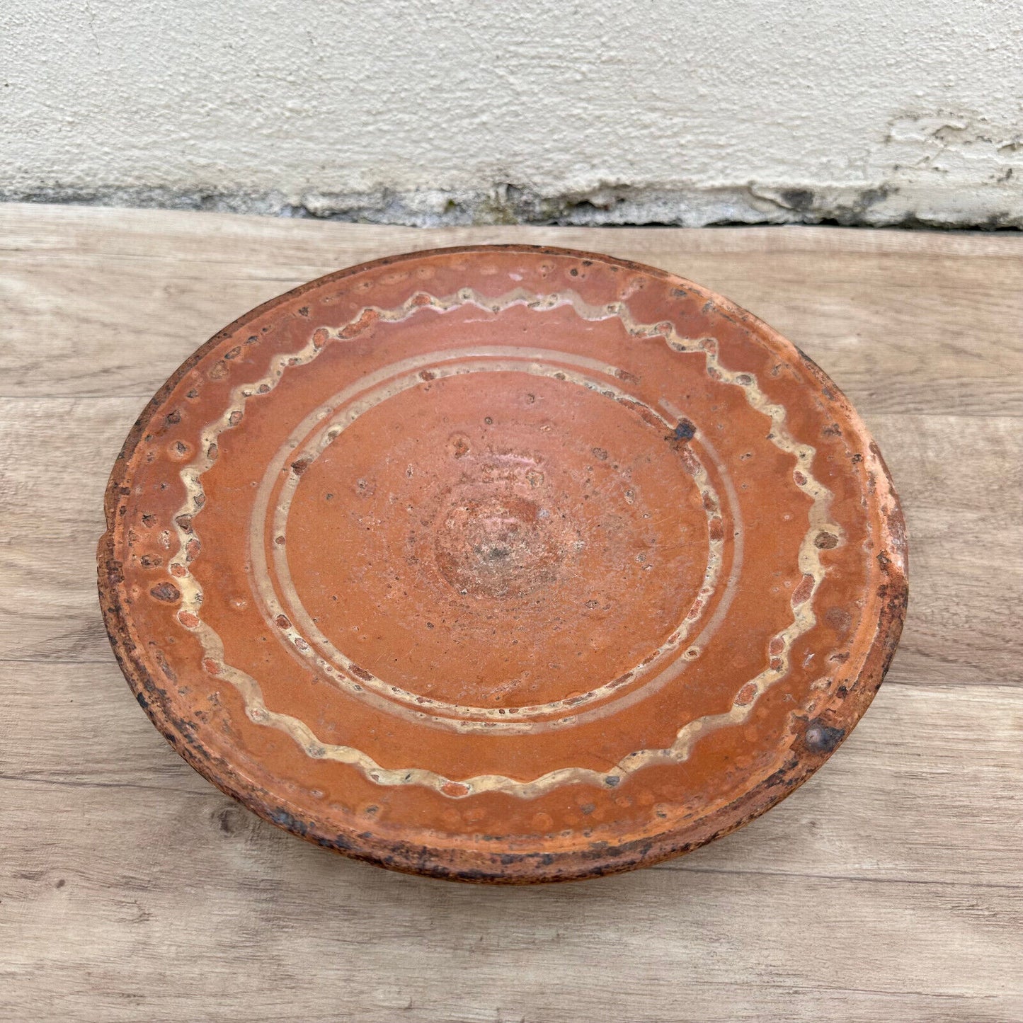 Antique red glazed French Pottery Plate Provence omelette turner plate1611237 - Fleamarketfrance