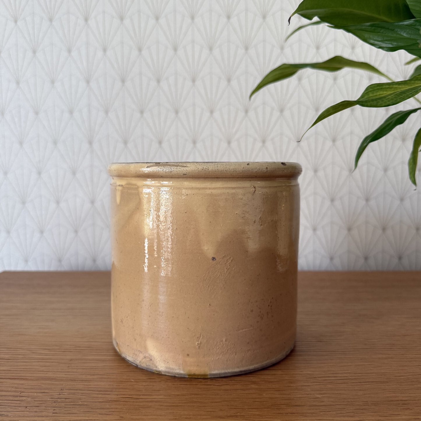 HANDMADE GLAZED YELLOW ANTIQUE FRENCH CONFIT JAM POT SMALL TERRACOTTA 2904253