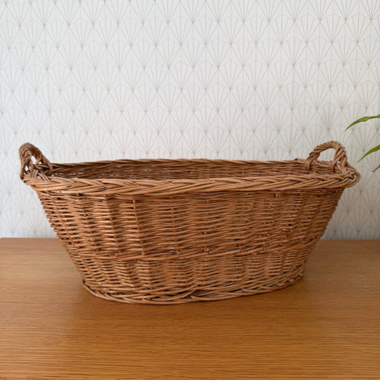 French Wicker Laundry Basket Vintage Rattan Storage Handles 2307267 Unbranded
