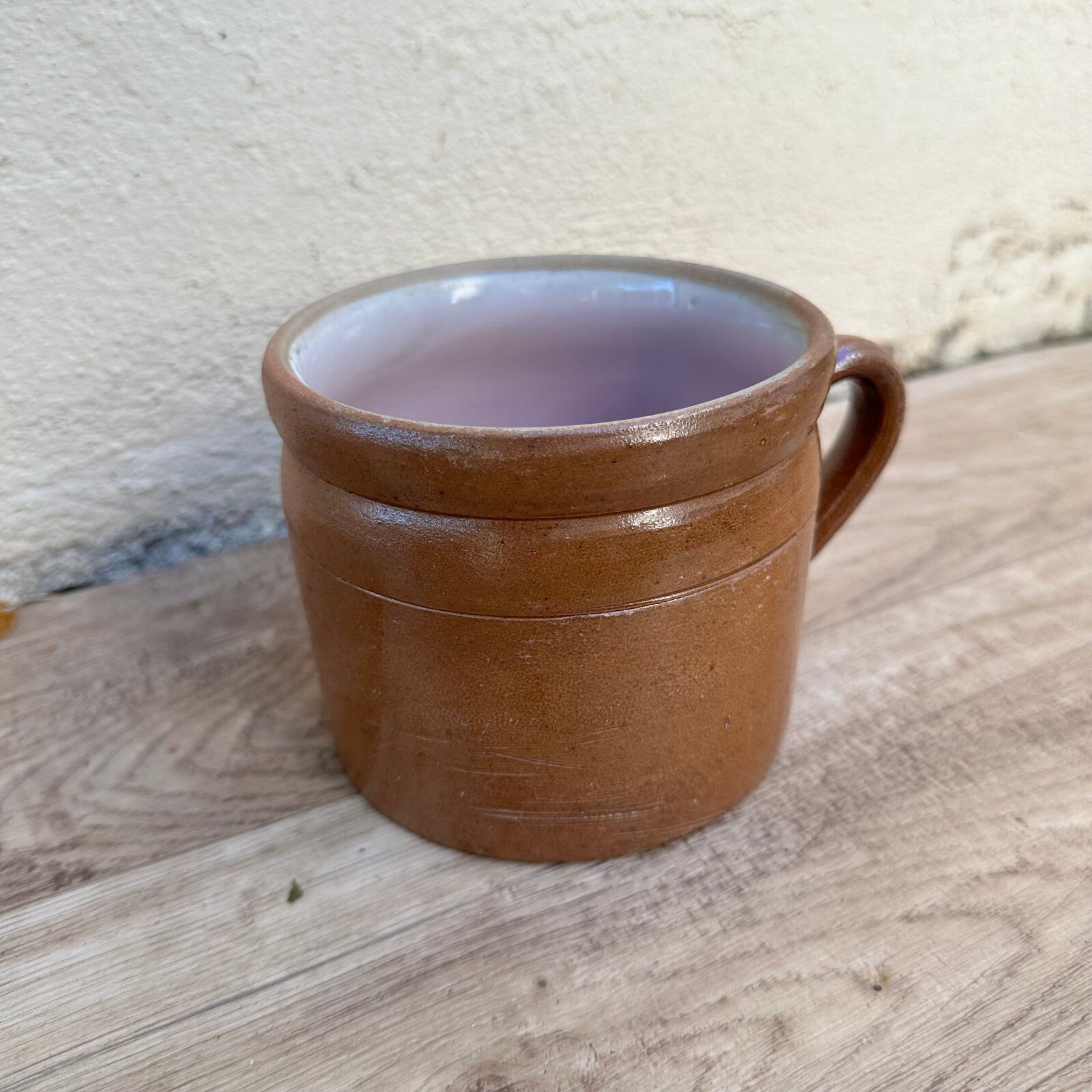 French Confit Pot Vintage Stoneware Brown Purple Glazed Mug 01112320 Made in France