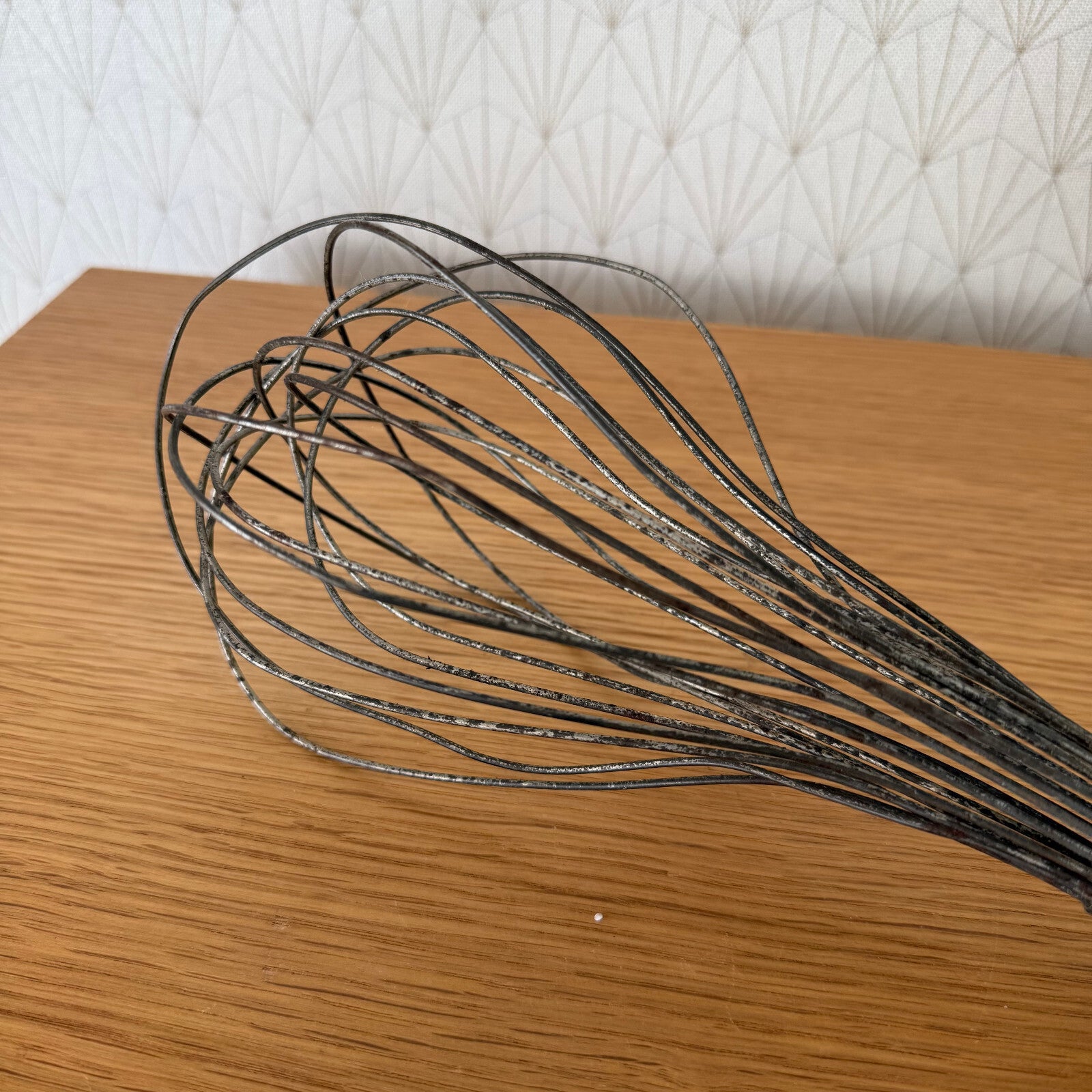 Vintage French Wire Whisk Wood Handle Professional Baker 15" 2704251 Unbranded