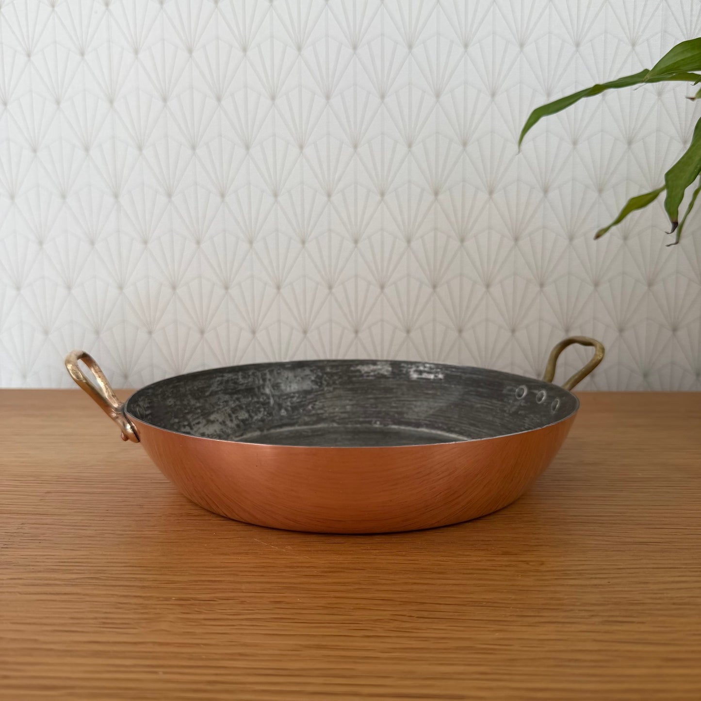 Vintage French round au Gratin pan lined copper 9 1/2"  HAVARD 111258